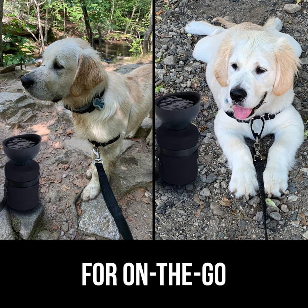 Gorilla Grip Botella de agua portátil para perros sin derrames con cuenco integrado, dispensador de bebidas de silicona de grado alimenticio a