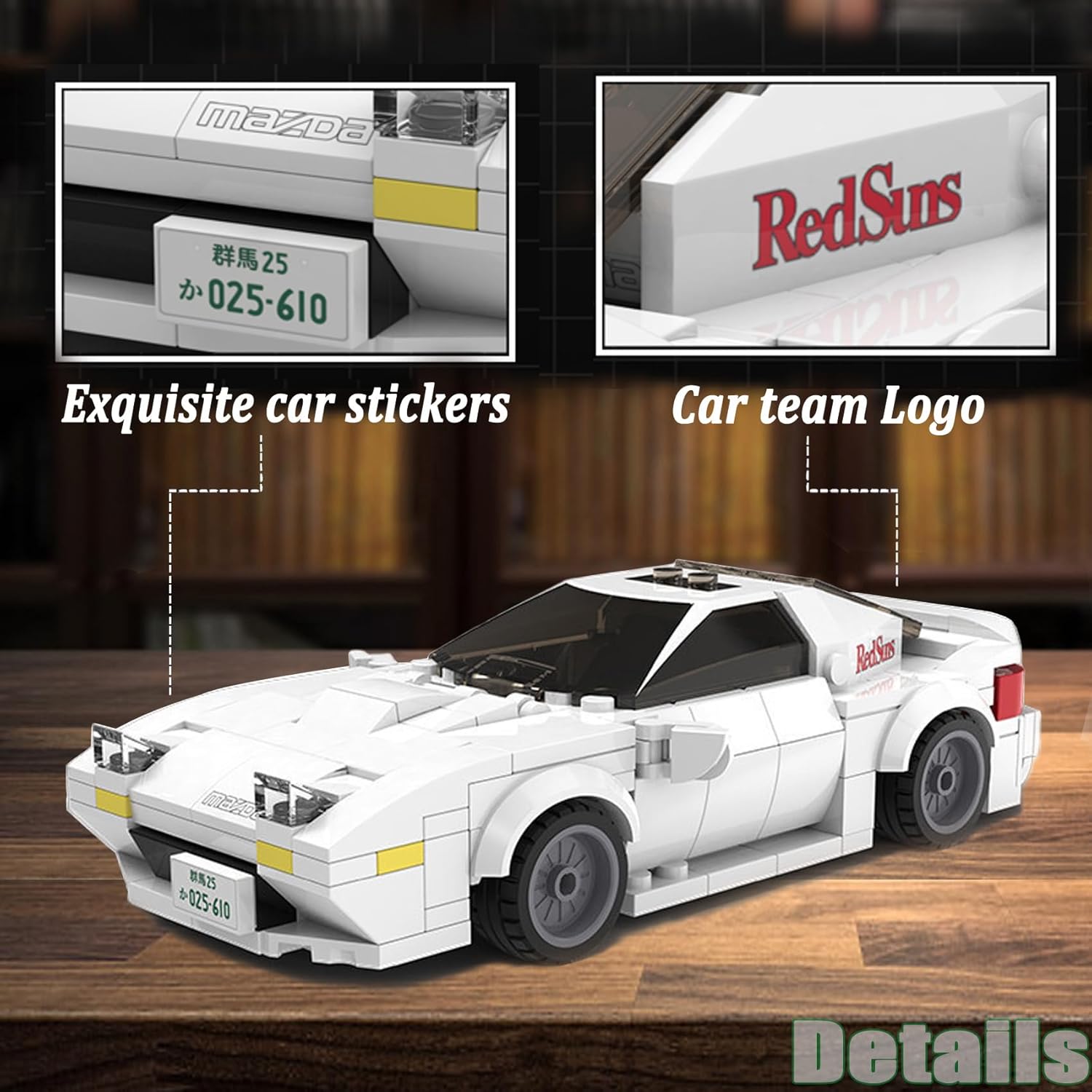 Speed Champions Initial D RX-7 FC – Juego de construcción de autos de juguete, modelo de ladrillos de automóvil, bloques de juguete de modelo de
