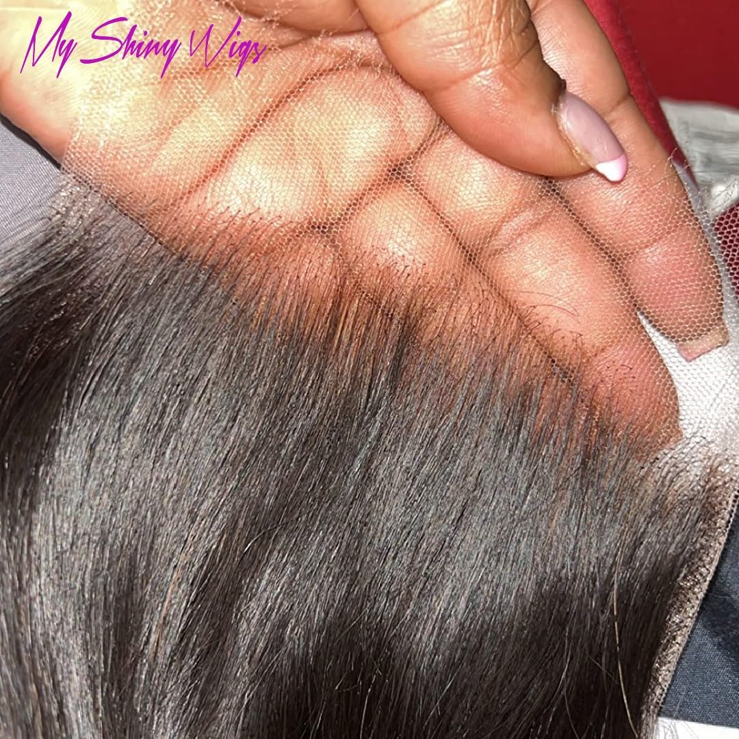 MYSHINYWIGS – Cierre de encaje real HD de 5 x 5 pulgadas, cierre de encaje ondulado, cabello humano virgen, nudos predecolorados con abuelitos,