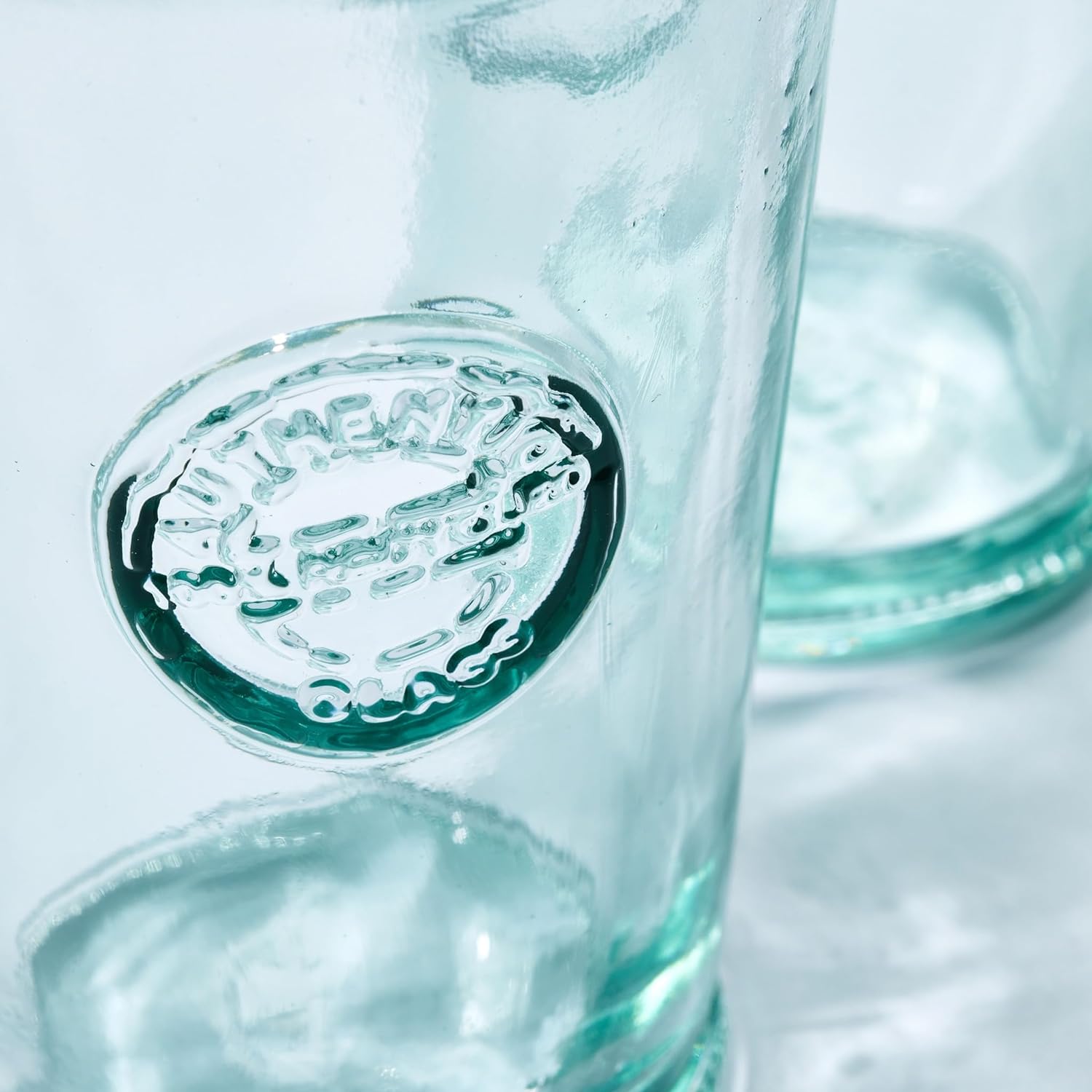 Vidrios San Miguel, 10 onzas, vasos para beber, hechos de vidrio 100% reciclado, (juego de 12), auténticos vasos de cóctel en relieve, fabricados en