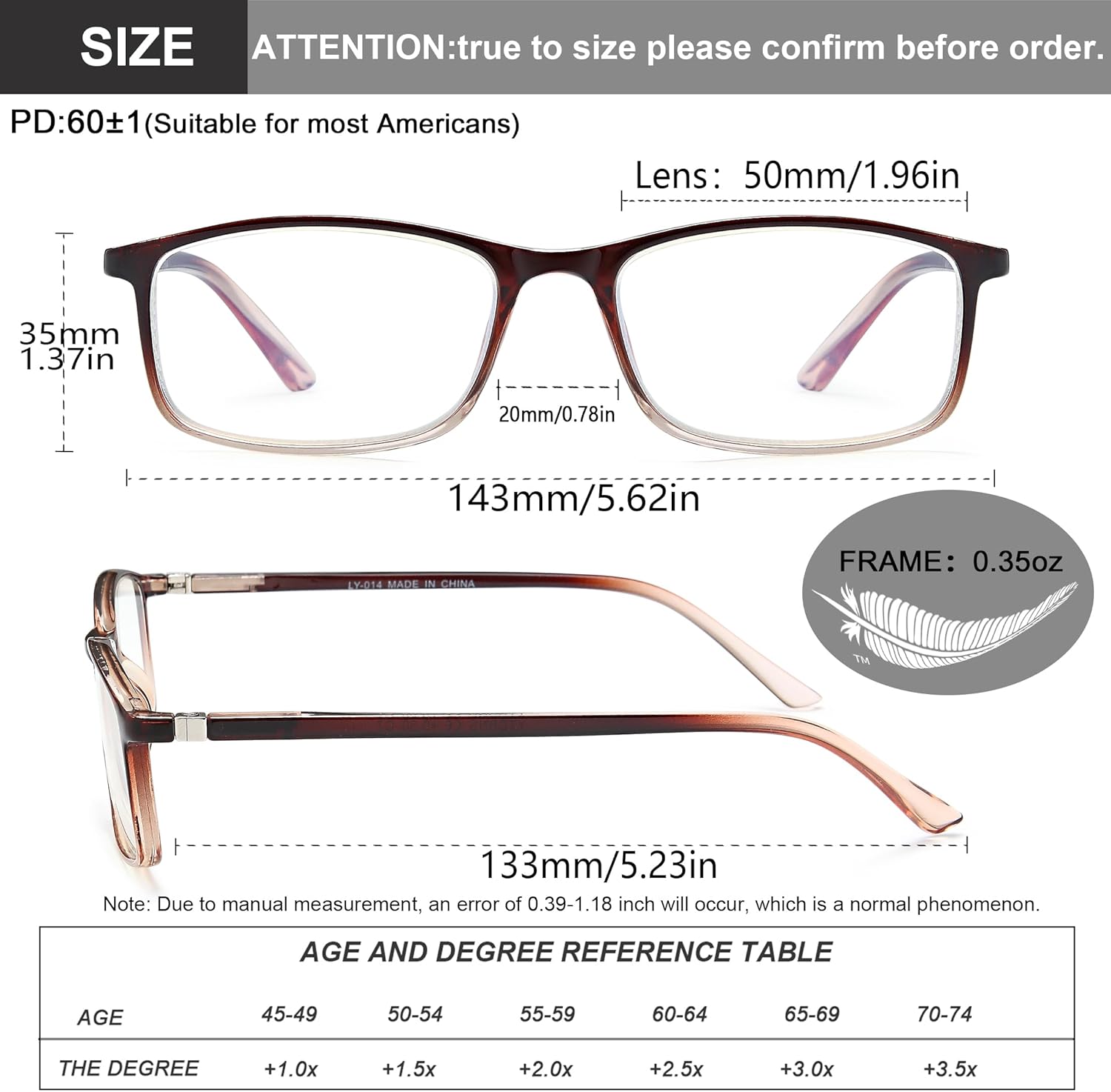 Lentes de lectura con bloqueo de luz azul, paquete de 2 unidades, para lectura de computadora, hombres y mujeres, bisagra de resorte (negro, té), 3.5
