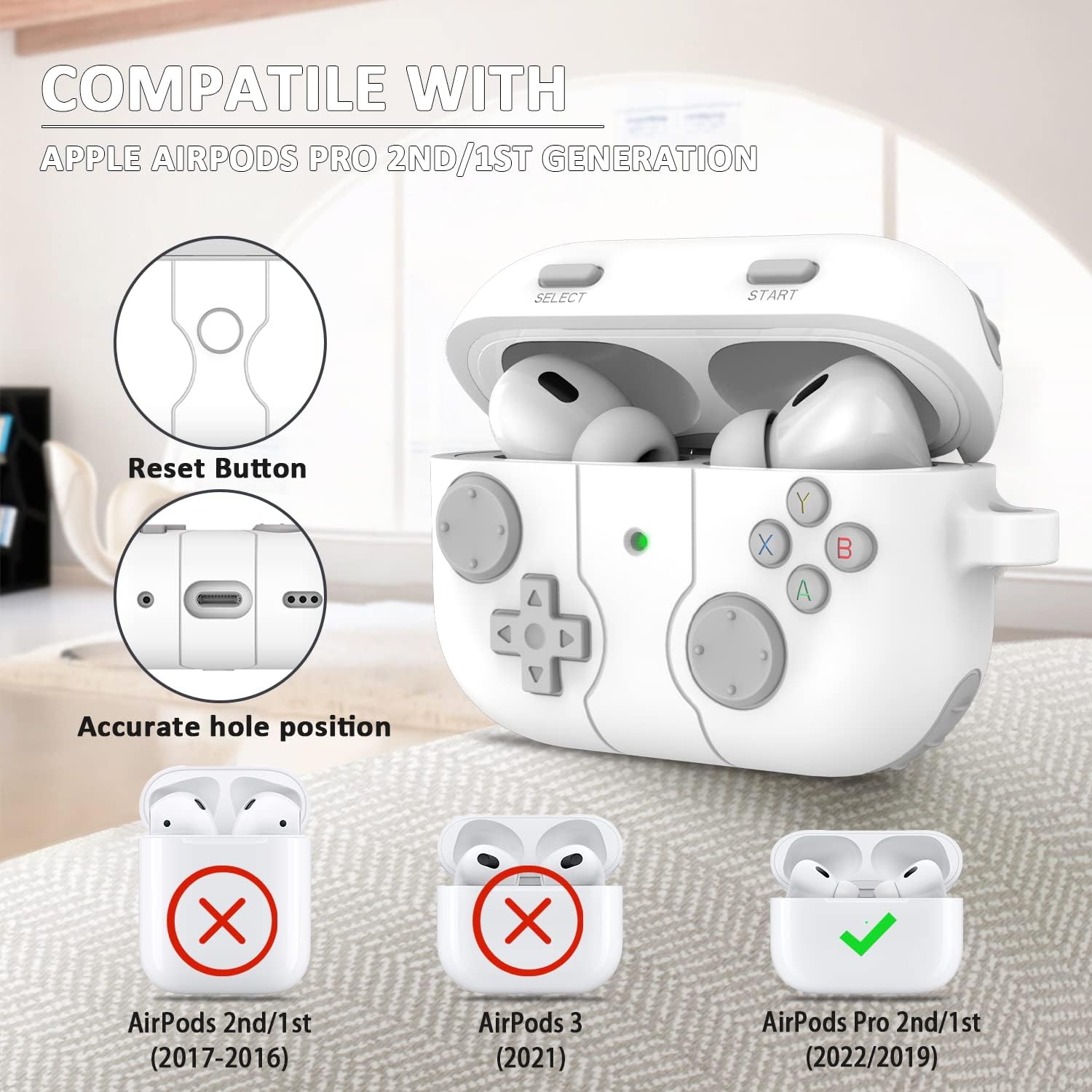 Funda para AirPods Pro de 21 generación con llavero, diseño de jugador de juegos para niños, hombres y mujeres, funda de silicona suave para AirPods