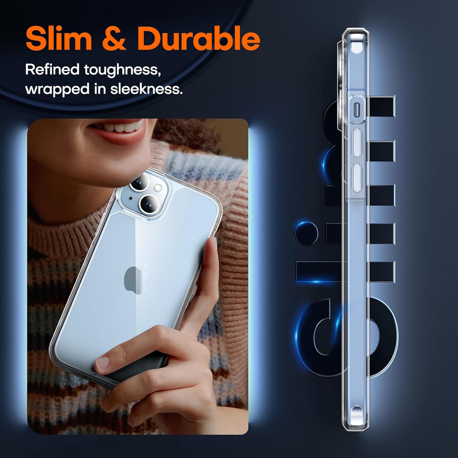 TAURI Funda transparente 5 en 1 para iPhone 15 Plus, no amarillea, con 2 protectores de pantalla + 2 protectores de lente de cámara, protección