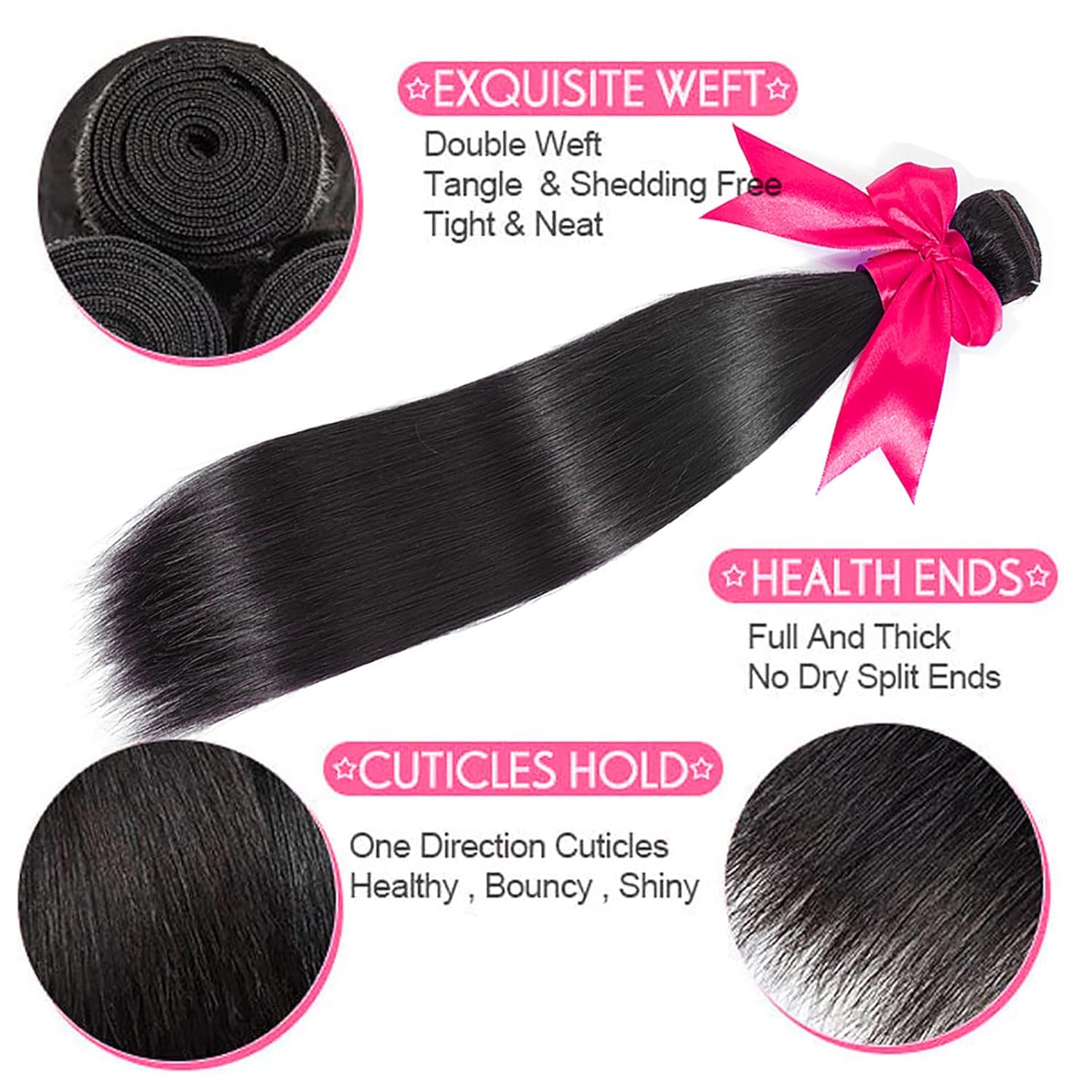 Paquetes de cabello humano brasileño lacio con cierre de 24, 26, 28+22, paquetes de cabello humano brasileño con cierre, 100% sin procesar,