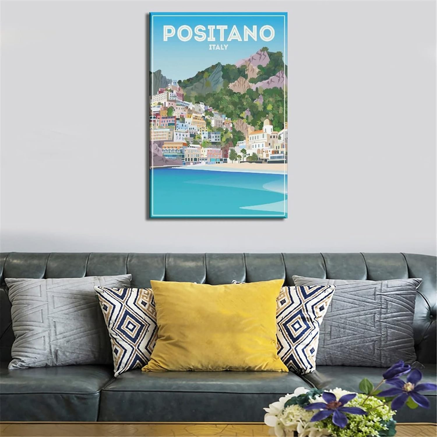 Positano – Póster de viaje vintage con diseño de edificio de Italia, pósteres decorativos de 12 x 18 pulgadas (11.8 x 17.7 in)