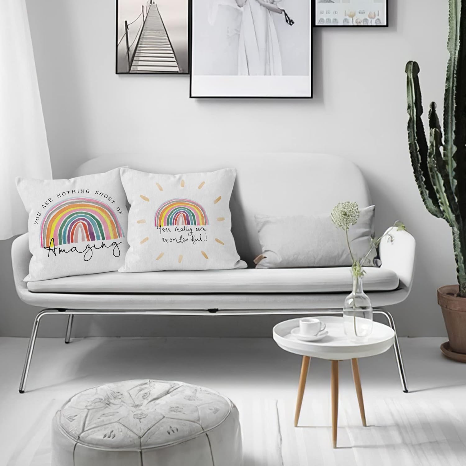 HIWX You are Nothing Short of Amazing Wonderful – Funda de almohada decorativa, diseño de arco iris motivacional para sofá, cama, habitación,