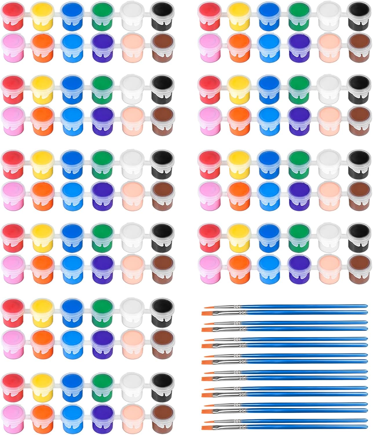 Juego de 10 mini pintura acrílica, 12 colores de tiras de pintura acrílica para niños y adultos, 140 piezas de pintura para niños, almacenamiento de