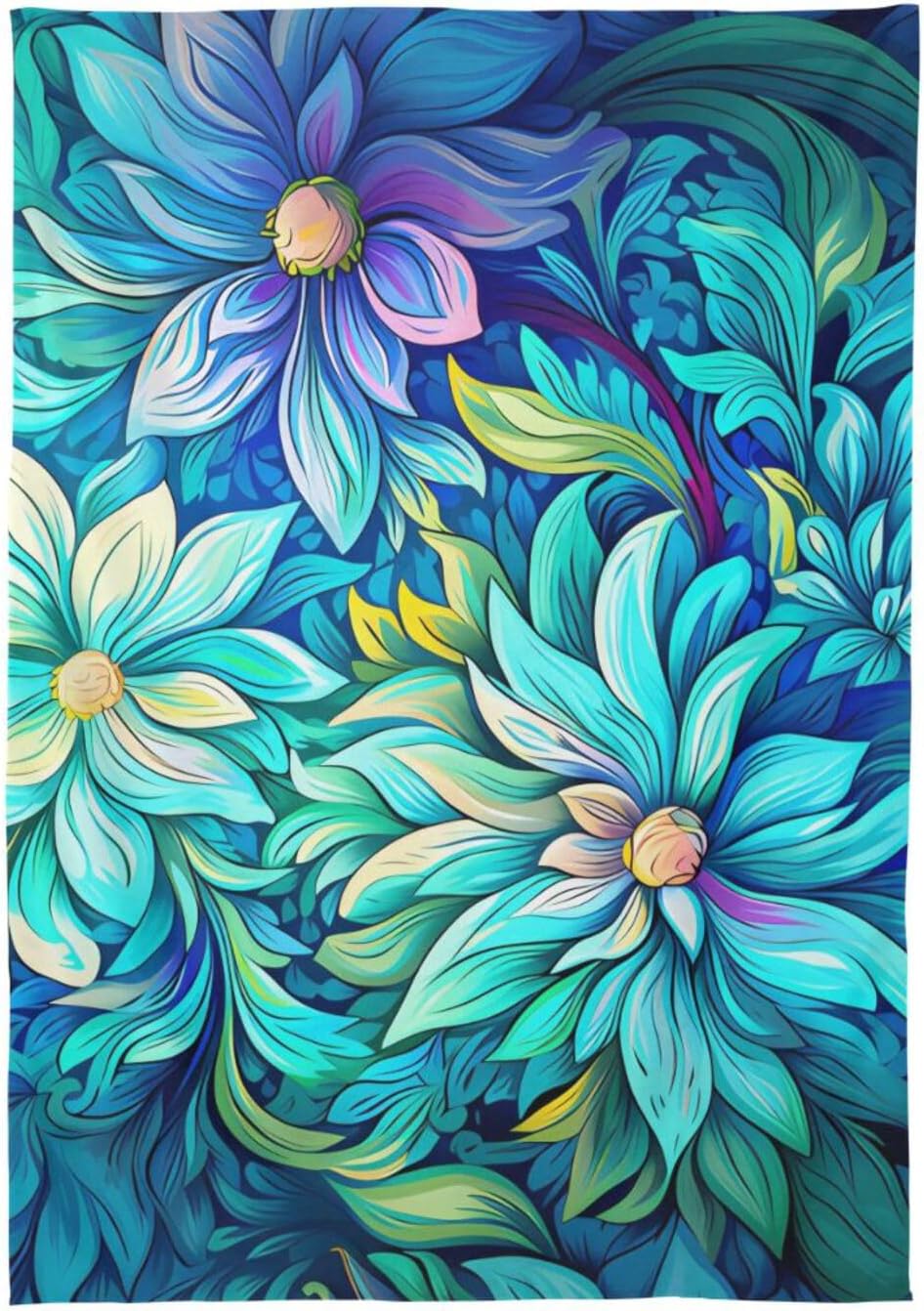ZOEO Mantel rectangular con estampado de flores Bohomia color azul, moderno, mantel de cocina y comedor, mantel decorativo lavable para fiestas,