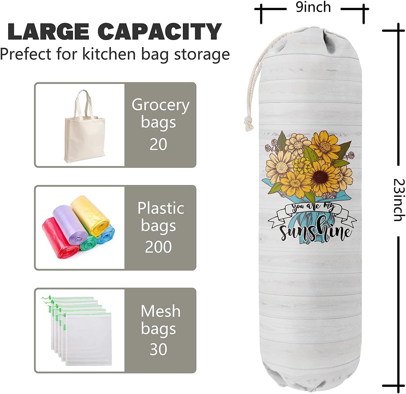 You are My Sunshine, organizador de bolsas de comestibles para bolsas de compras, bolsas de plástico de montaje en pared, dispensadores de