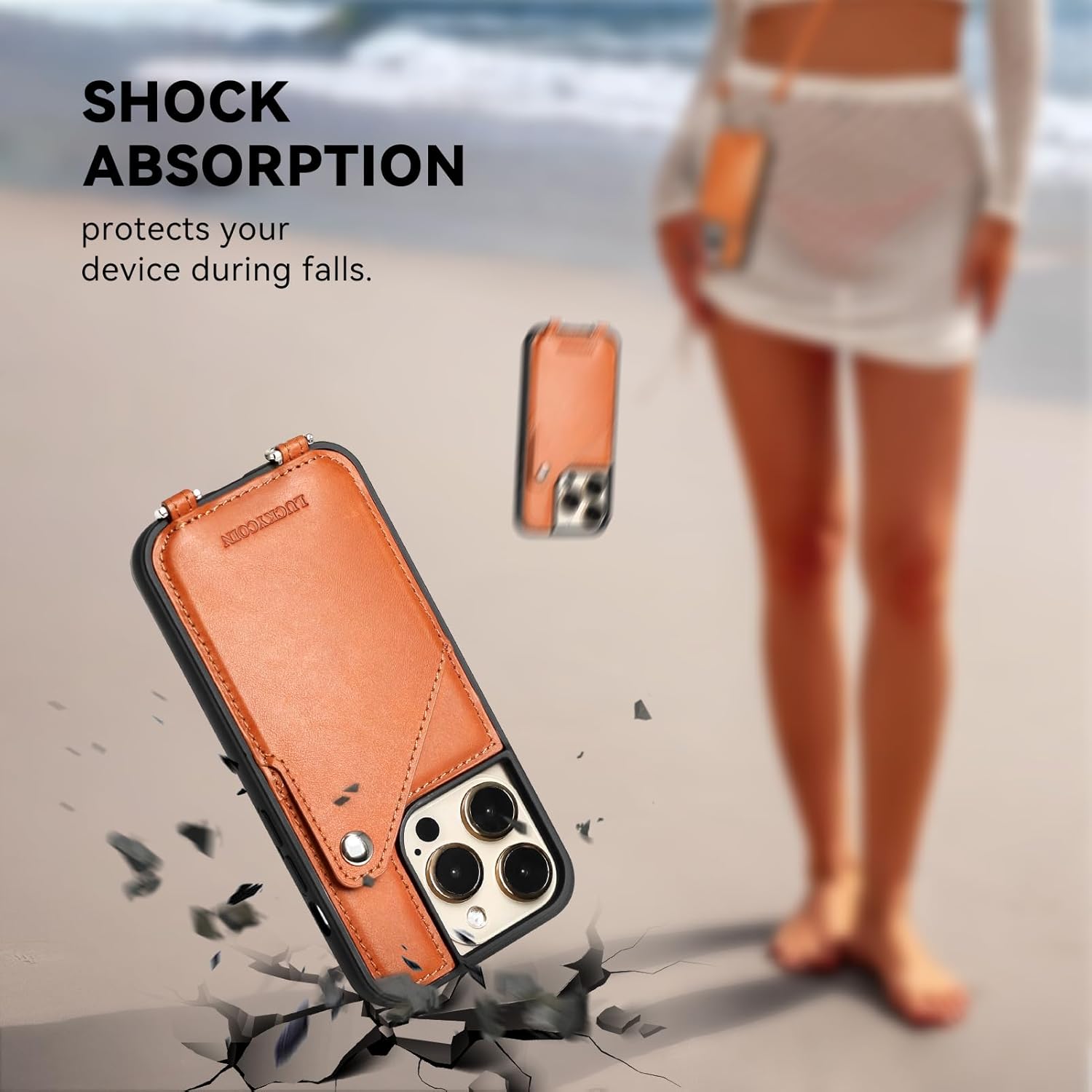 Funda para iPhone 14 Pro de 6.1 pulgadas de piel para mujer, con tarjetero y correa cruzada desmontable, bolso para teléfono con correa, bolsa