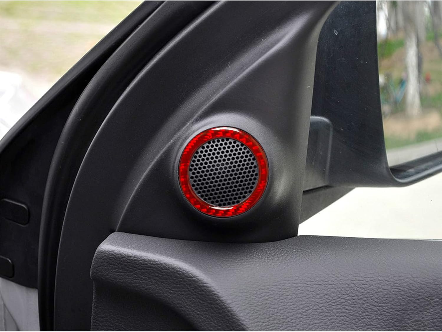 Anillos de altavoz de audio de fibra de carbono para puerta de automóvil, accesorios interiores, decoración compatible con Jeep Grand Cherokee 2021
