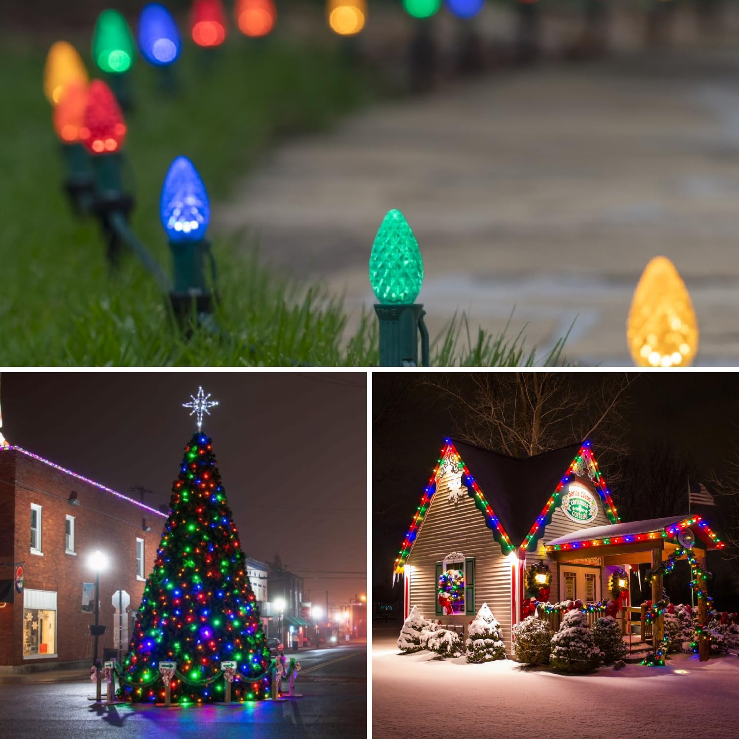 Paquete de 50 bombillas LED multicolor C9 de repuesto, bombillas LED C9 de plástico inastillables e impermeables para tiras de luces al aire libre,