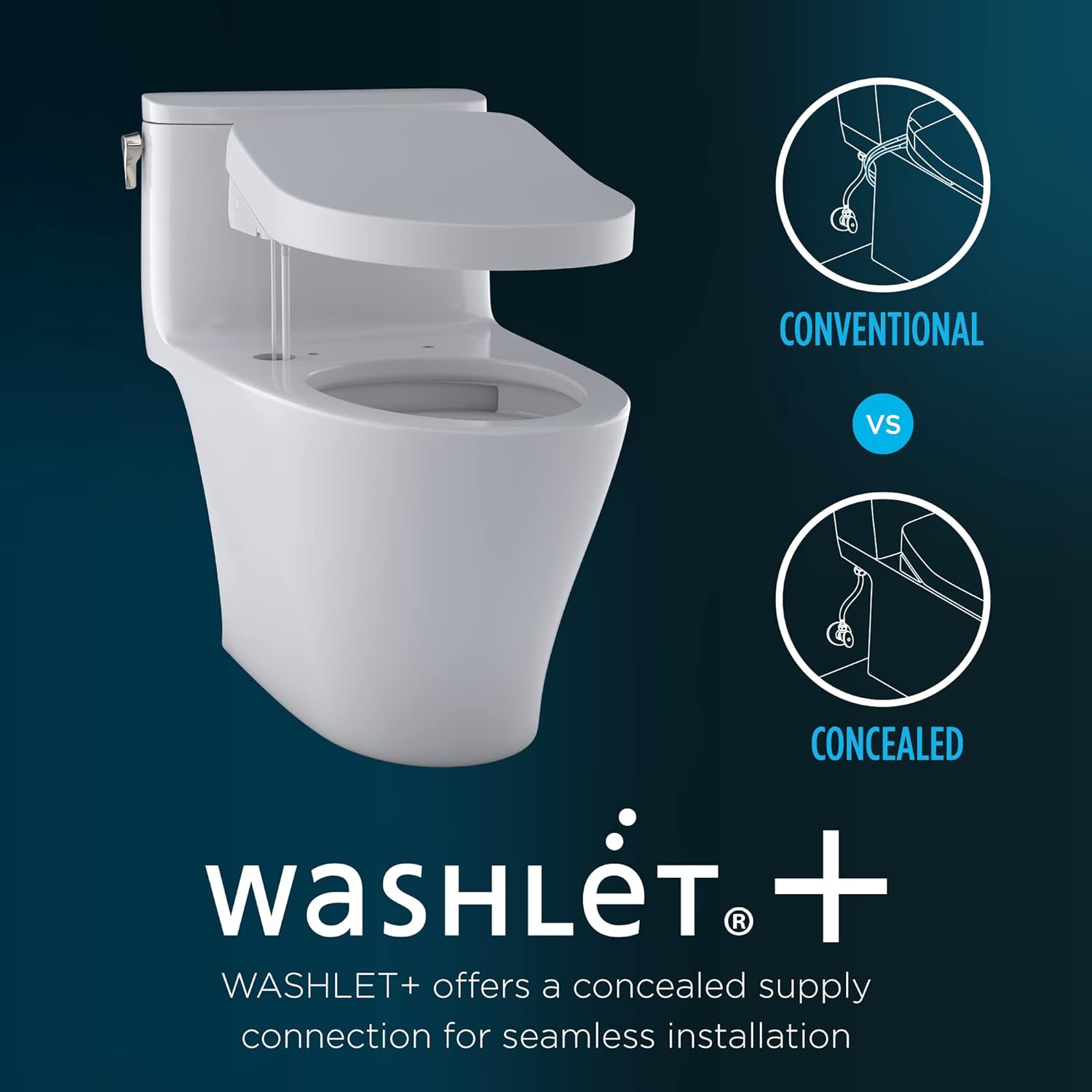 TOTO WASHLET+ Carlyle II – Inodoro alargado de una pieza de 1.28 GPF con asiento de bidé contemporáneo WASHLET+ S7A, algodón blanco –