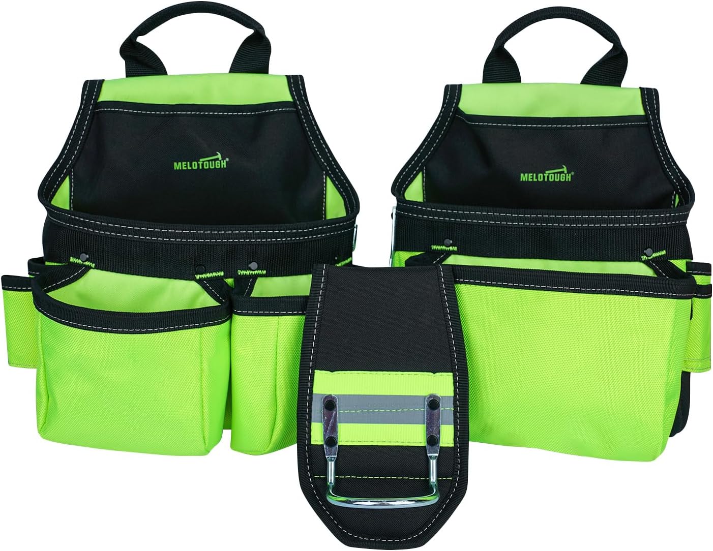 MELOTOUGH Cinturón de seguridad reflectante con tirantes, bolsa de herramientas de alta visibilidad, tirantes para construcción de cinturón de