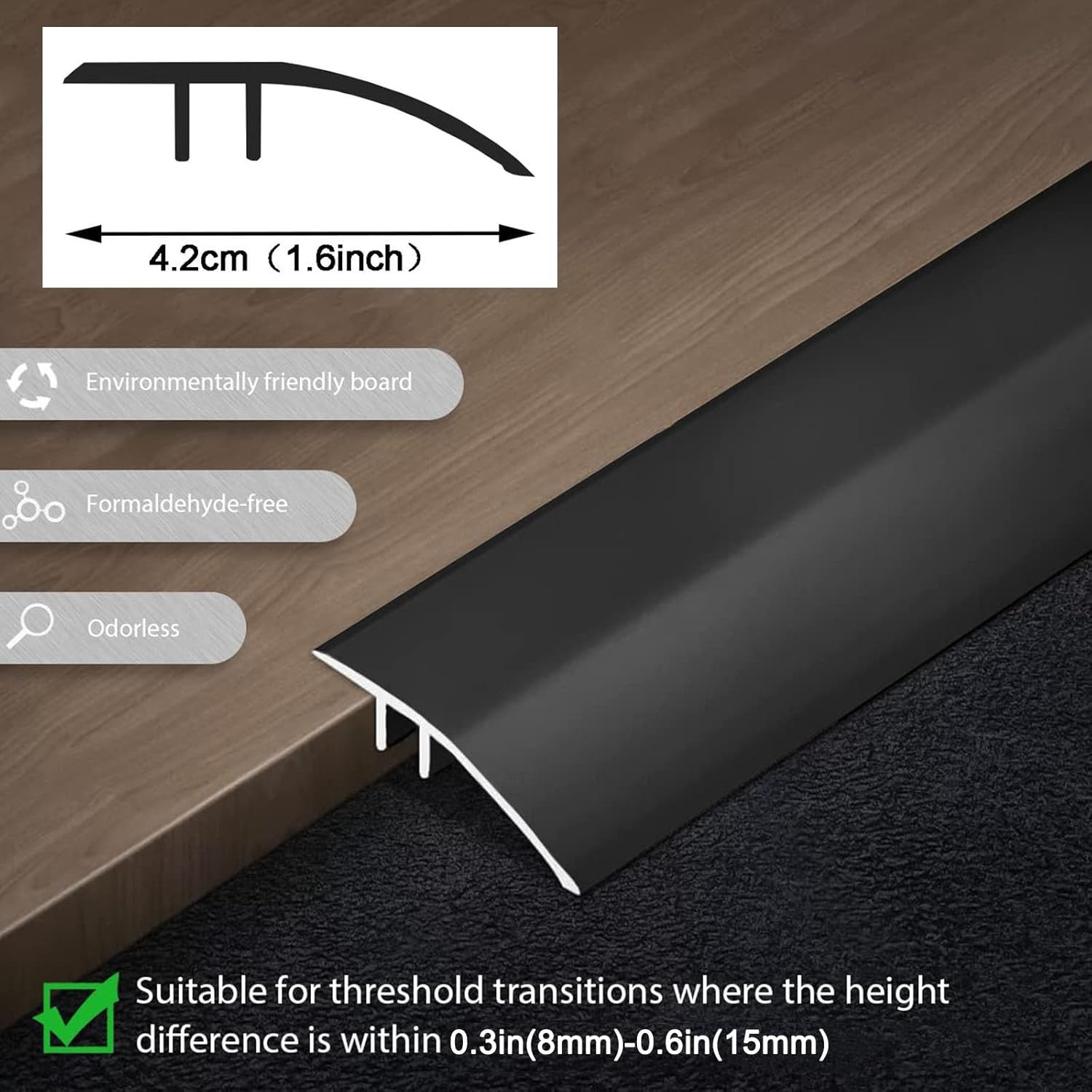 HJXGQJM Tira de ajuste de alfombra, tira de umbral de transición de piso de aluminio, tiras de transición de piso, para unir huecos en el piso, para