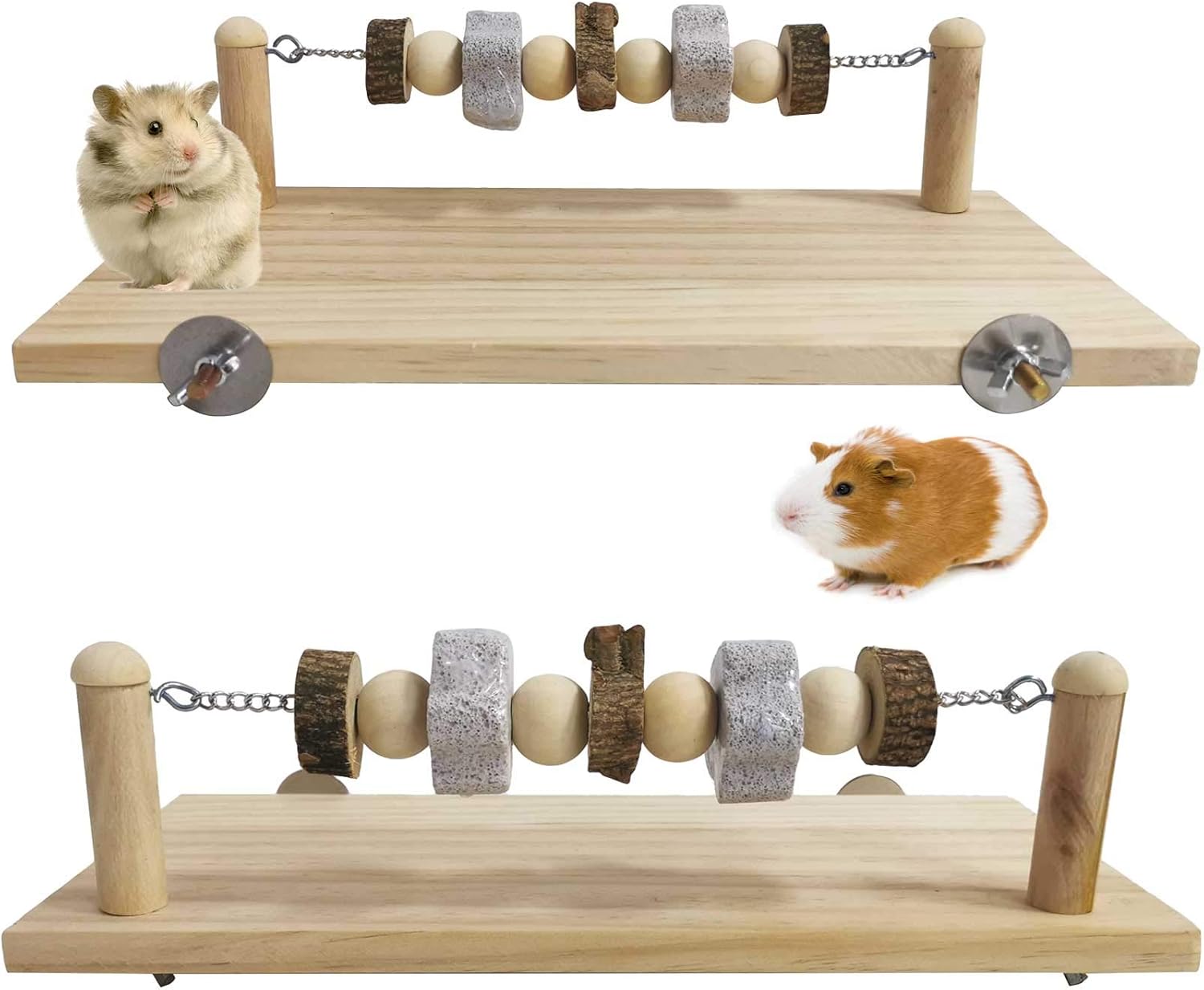 kathson Plataforma de repisa de madera para hámster, juguetes para masticar, accesorios para jaula de chinchilla, accesorios de conejillo de indias,