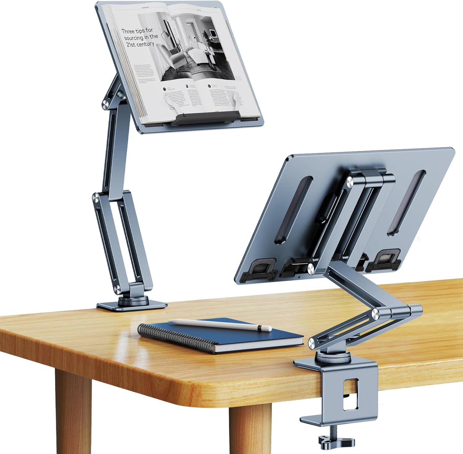 SEZQMA Soporte ajustable para libros para lectura, brazo mecánico articulado multiarticulado, soporte para libro de cocina, soporte para libro de