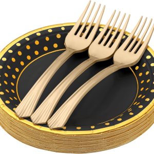 CENLBJ Platos y tenedores de papel de cumpleaños, 25 platos de postre de papel de 7 pulgadas y 25 tenedores de plástico de 6.3 pulgadas, platos de CENLBJ Platos y tenedores de papel de cumpleaños, 25 platos de postre de papel de 7 pulgadas y 25 tenedores de plástico de 6.3 pulgadas, platos de