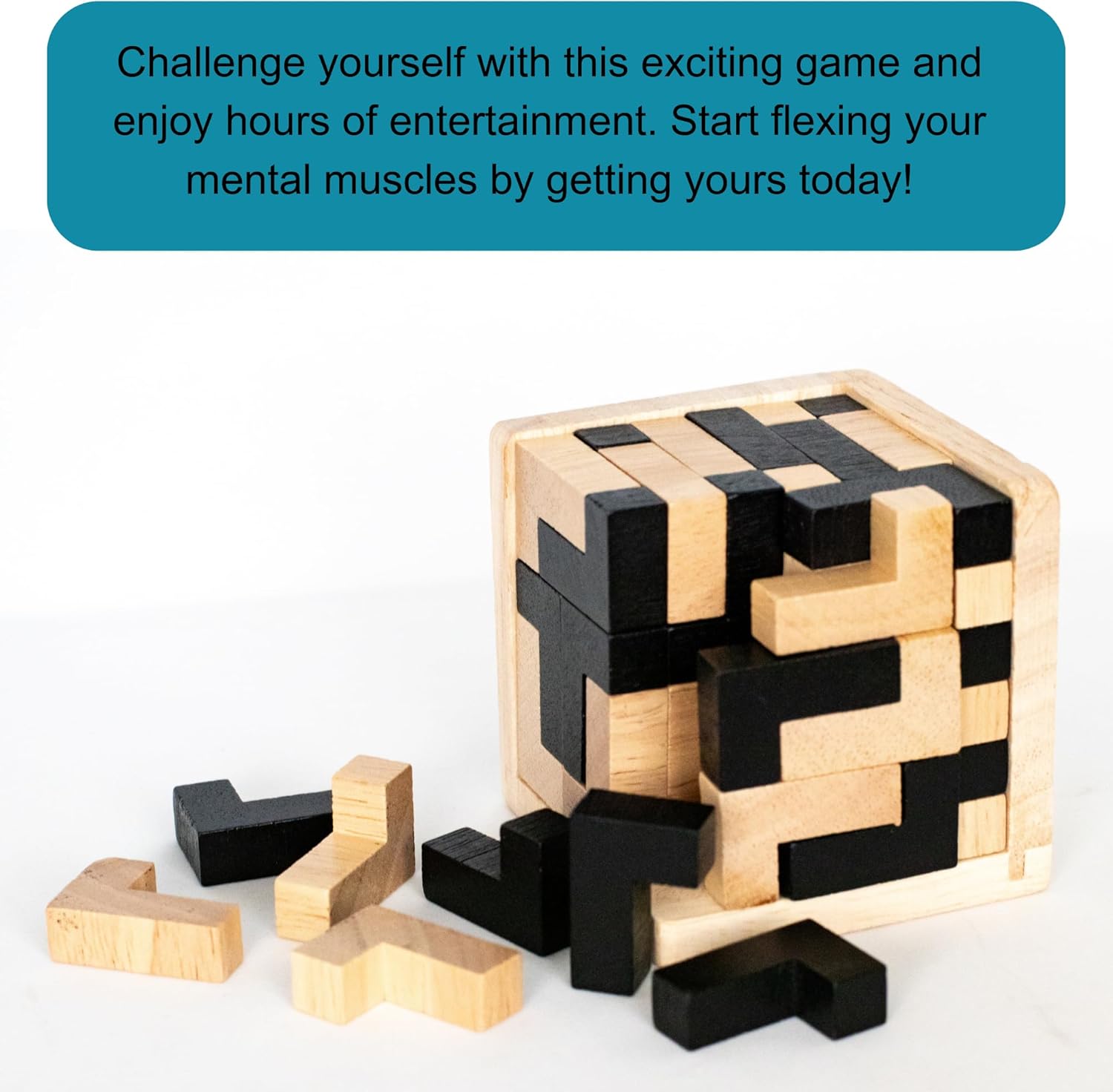 Cubo de rompecabezas de madera para el cerebro accesorios de oficina geniales para escritorio, rompecabezas de bloques y rompecabezas de cubo para