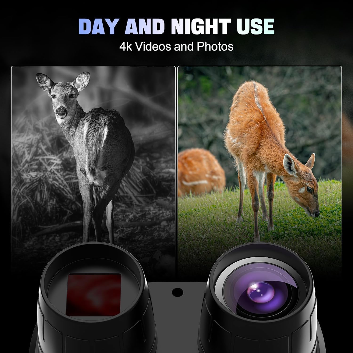 QUTOGO Binoculares de visión nocturna 4K, gafas de visión nocturna para adultos, visión nocturna infrarroja digital que puede guardar fotos y videos