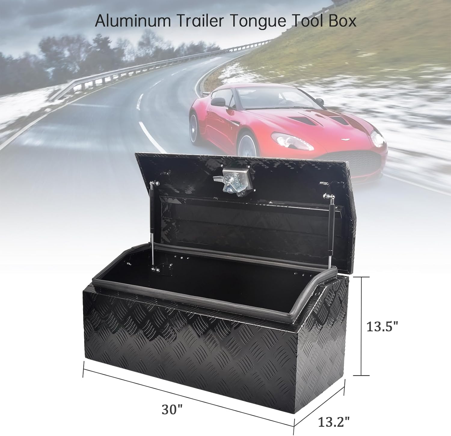 Caja de herramientas de aluminio para lengua de remolque de 30 pulgadas, caja de herramientas para camión, caja de herramientas, organizador de