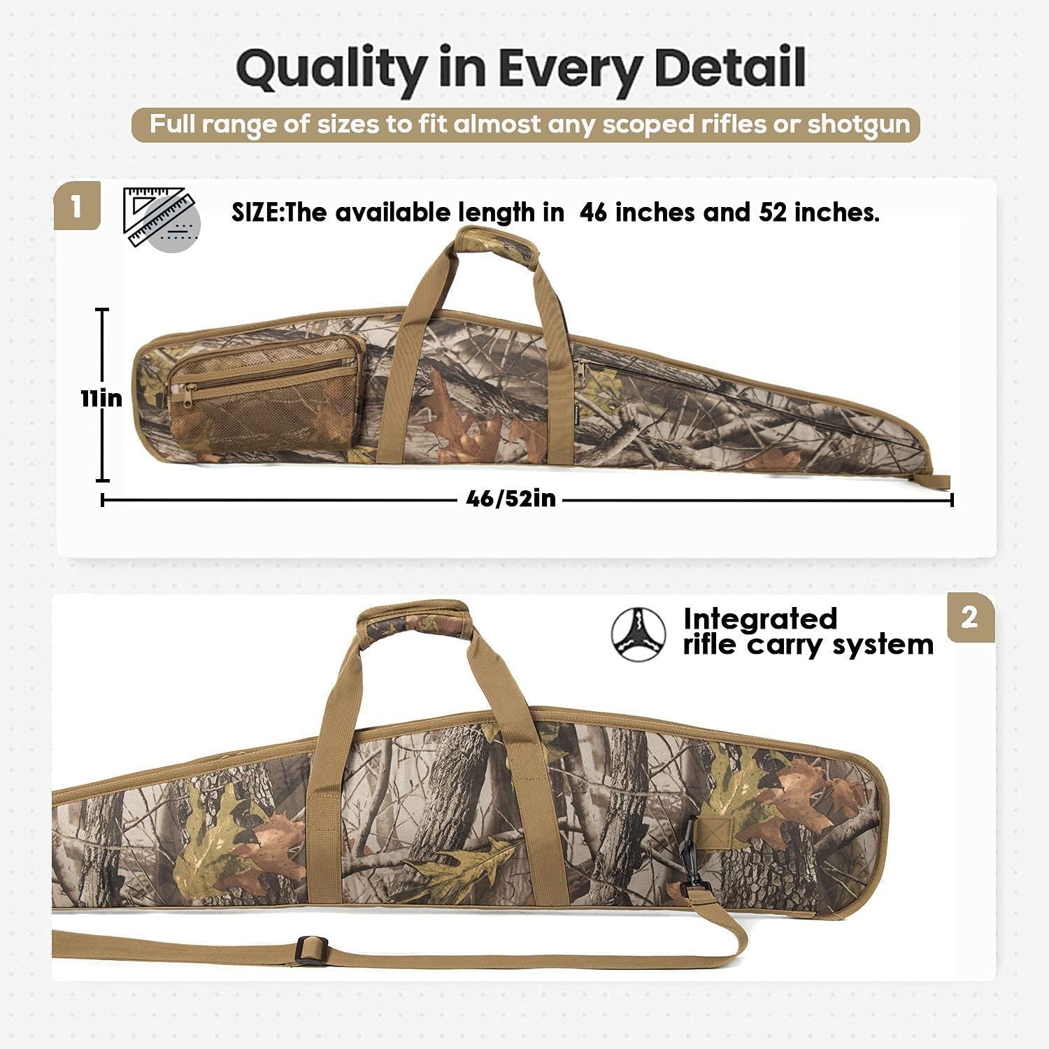 Funda suave para rifle  Bolsa de transporte resistente al agua para rifles de alcance con 3 bolsillos para accesorios, correa de hombro ajustable,