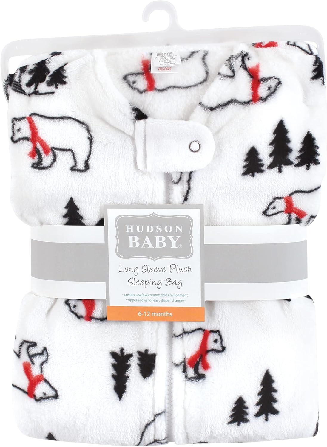 Hudson Baby Saco de dormir unisex de felpa para bebé, manta de manga larga, oso de invierno, 18-24 meses (paquete de 2)
