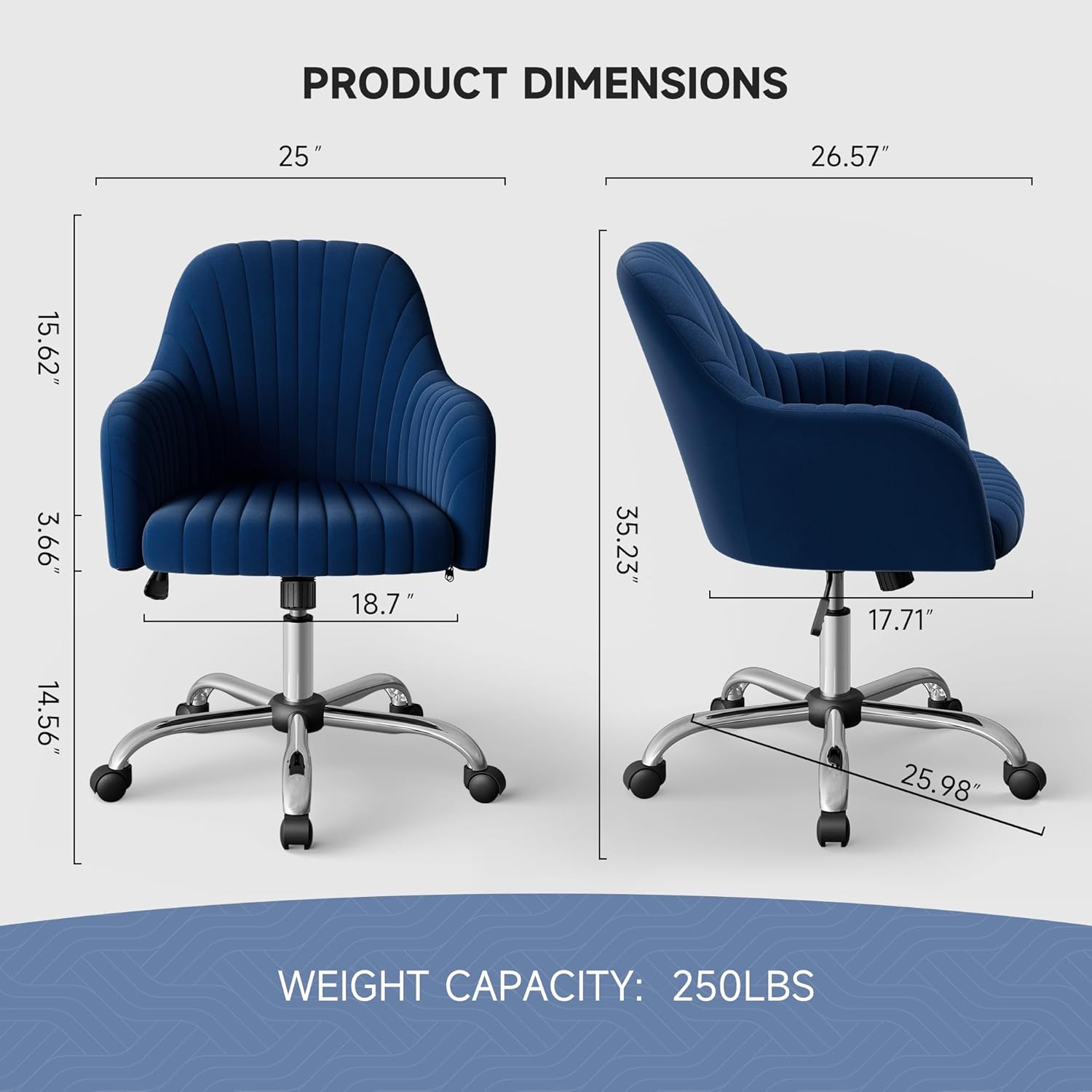 Warmiehomy Sillas de escritorio de terciopelo para oficina en casa con ruedas giratorias, bonitas sillas de tocador ergonómicas de altura ajustable