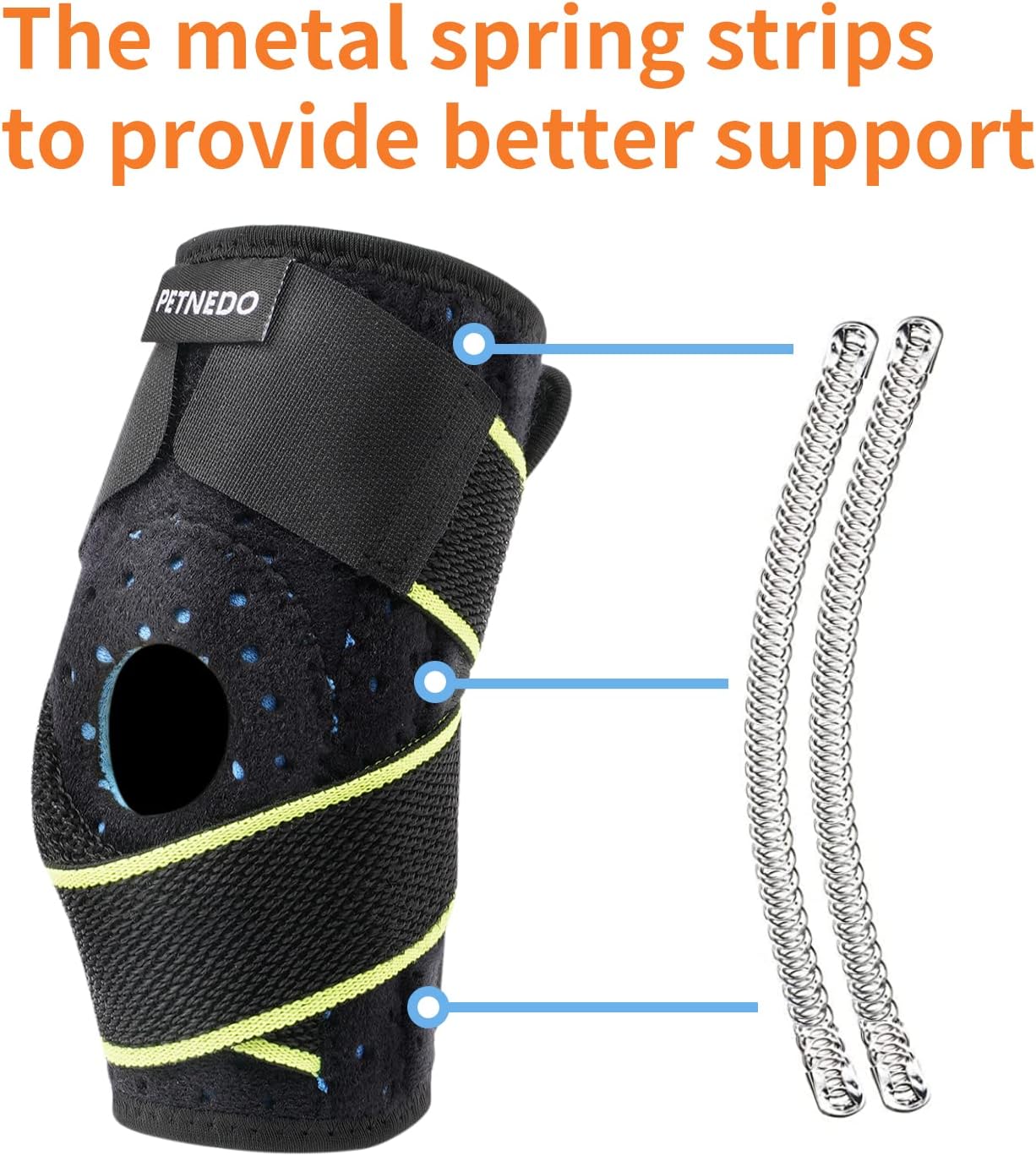 Soporte de articulación para perros medianos y grandes, envoltura de compresión con correas y tiras de resorte de metal que protege heridas, cura,