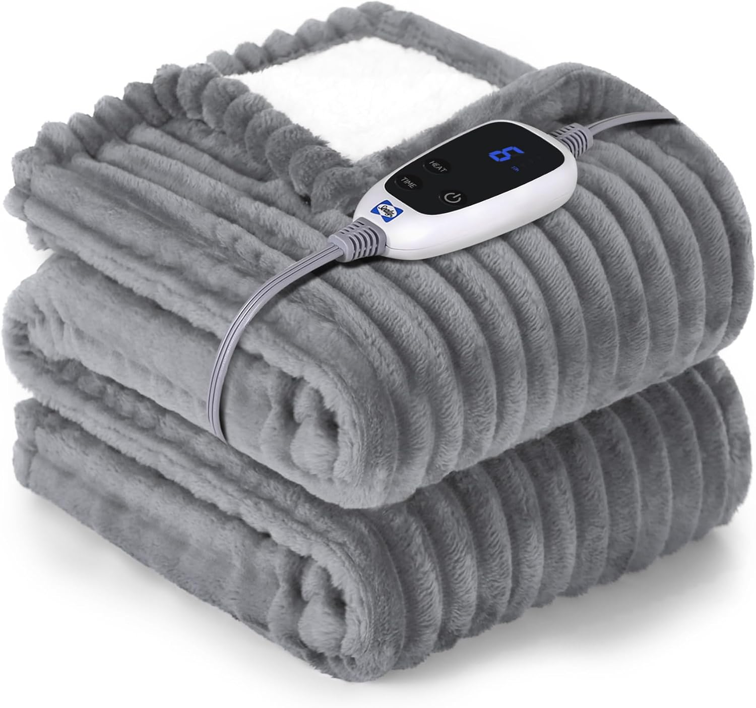 SEALY Manta térmica eléctrica, manta térmica de 50 x 60 pulgadas, 6 niveles de calor y 2-10 horas de protección contra sobrecalentamiento de apagado