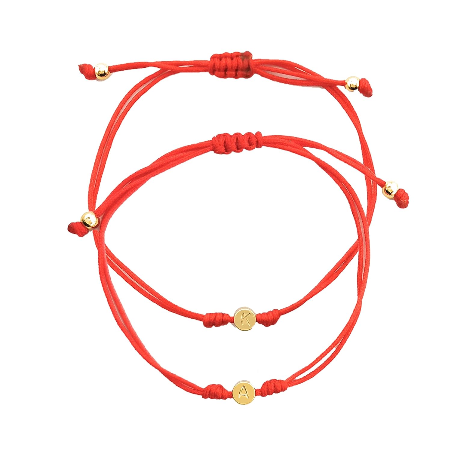 2 Red String Bracelets with Initials – Red String of fate – Personalized for couples, boyfriends, husbands, best friends, BFF Bracelet – Tutti