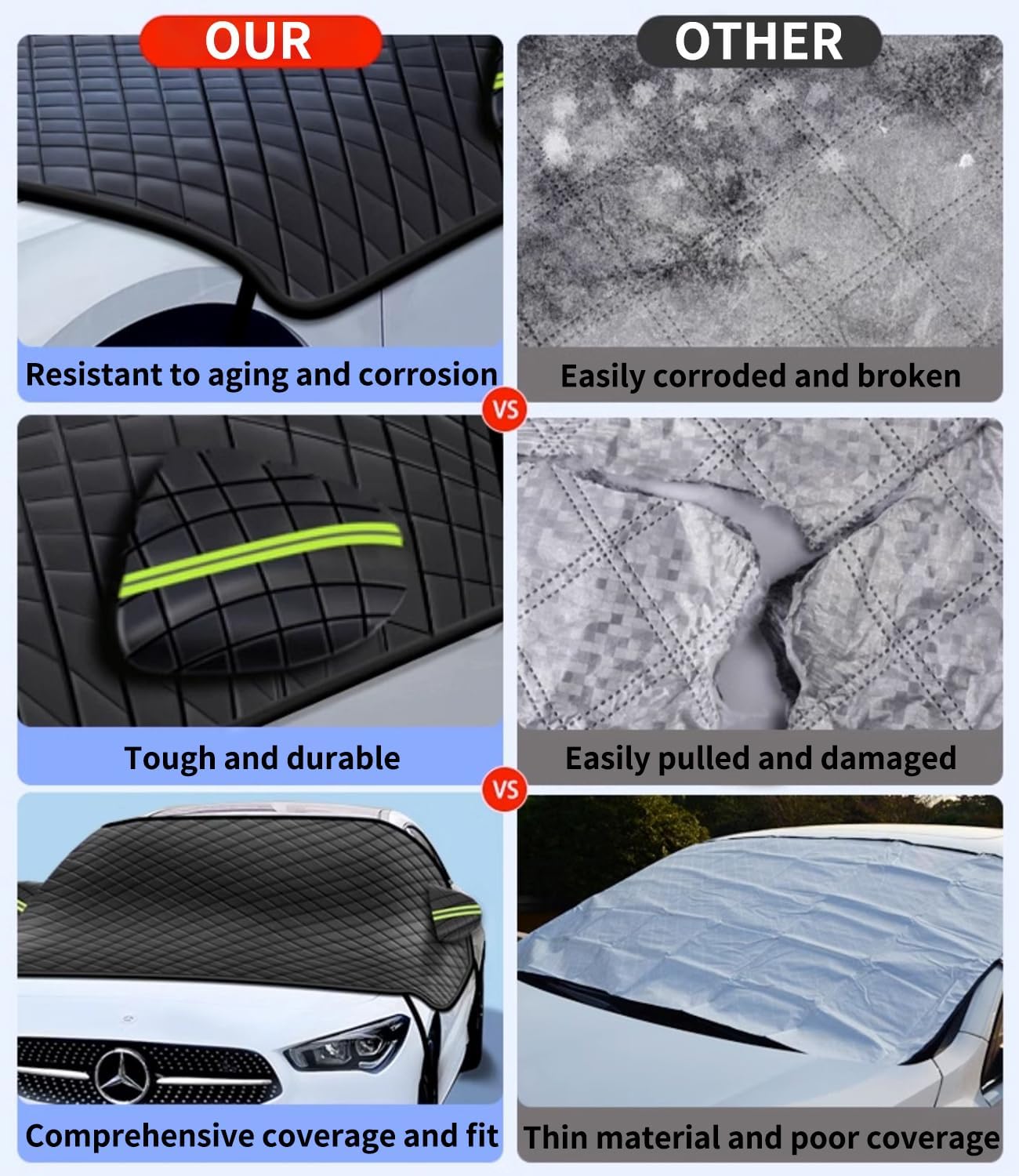 Cubiertas de nieve personalizadas para parabrisas, 8 capas de protección resistente al viento, protección contra heladas, hielo, sol, nieve, UV,