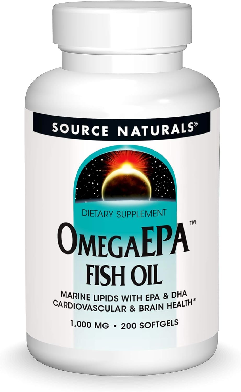 Source Naturals OmegaEPA – Aceite de pescado – Lípidos marinos con EPA y DHA apoya la salud cardiovascular y cerebral – 200 cápsulas blandas