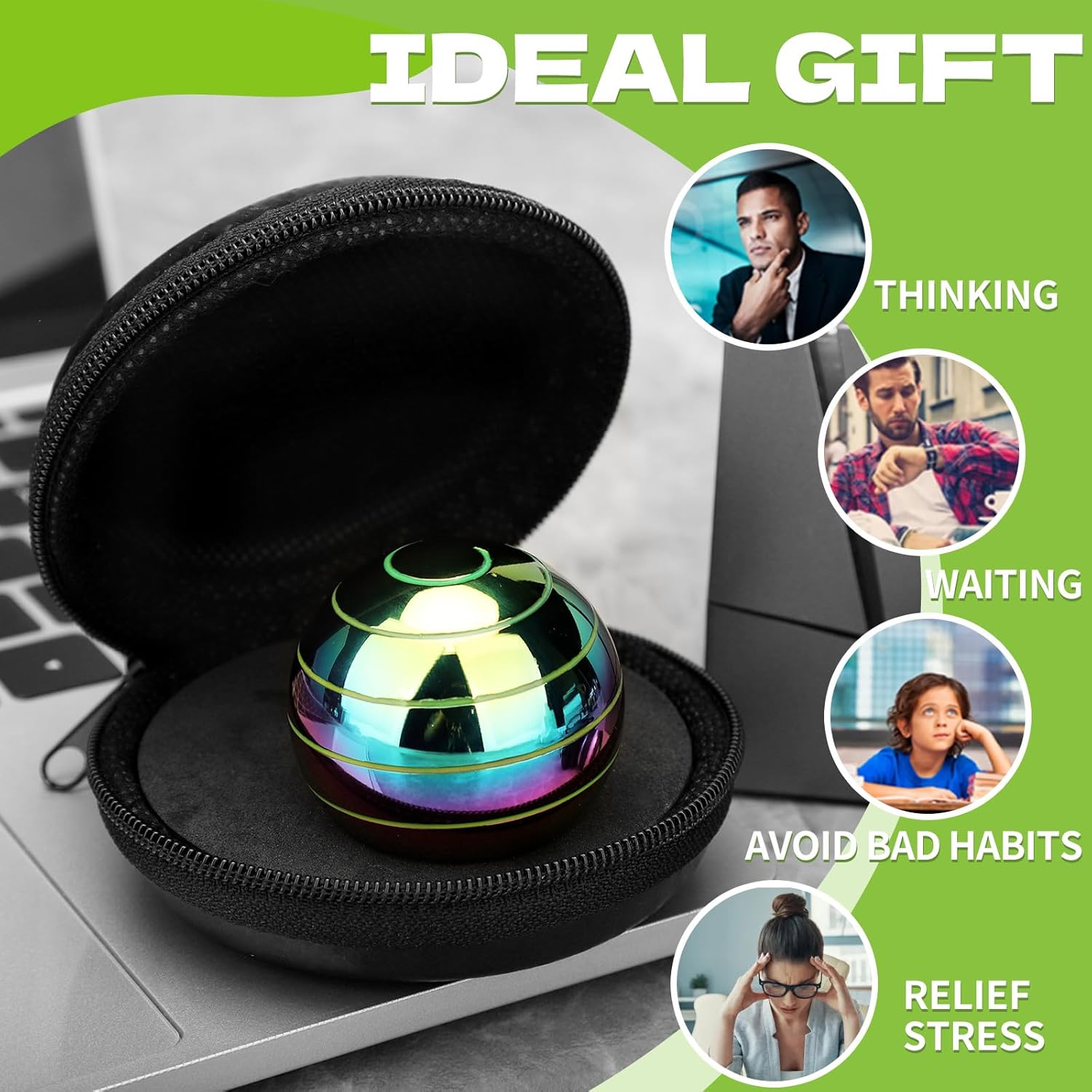Kinetic Fidget Spinner Lumious – Juguete de escritorio para niños y adultos, ilusión óptica genial, juguete de metal para aliviar el estrés, bola