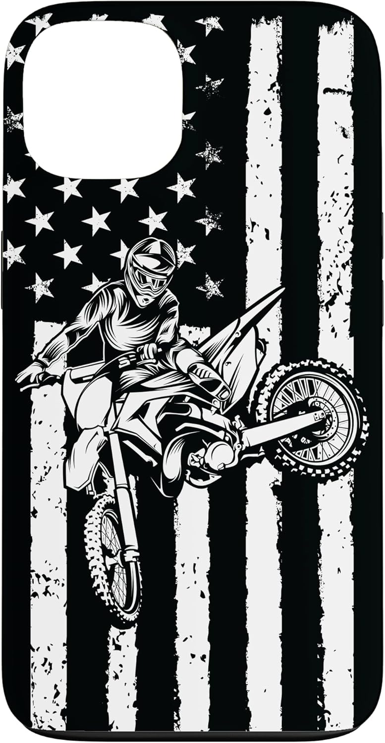 Funda de motocross para iPhone 13 con bandera de EE. UU