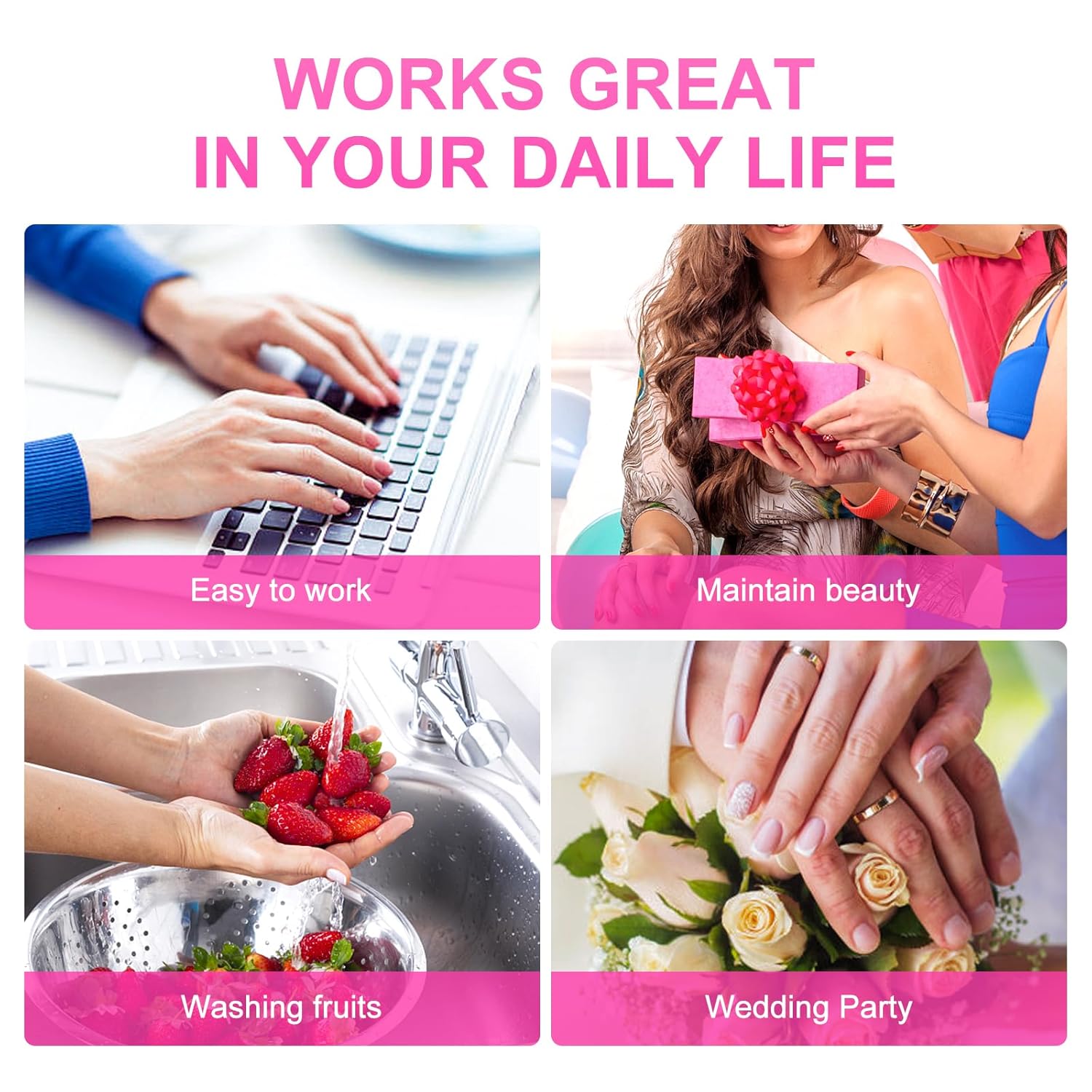 EchiQ – Uñas de lujo personalizadas con piedras grandes decoradas para uñas de lujo en forma de ataúd de color degradado, uñas naturales con