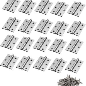 TamBee 20 bisagras plegables de 1.7 pulgadas para armario, armario, puerta, muebles para el hogar, acero inoxidable, tono plateado, 20 unidades TamBee 20 bisagras plegables de 1.7 pulgadas para armario, armario, puerta, muebles para el hogar, acero inoxidable, tono plateado, 20 unidades