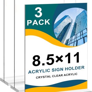 Soporte de acrílico de 8.5 x 11 pulgadas, 3 soportes verticales transparentes para menú, soporte de escritorio de doble cara, marco de plástico para Soporte de acrílico de 8.5 x 11 pulgadas, 3 soportes verticales transparentes para menú, soporte de escritorio de doble cara, marco de plástico para