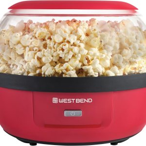 West Bend Stir Crazy – Máquina para hacer palomitas de maíz de aceite caliente, máquina para hacer palomitas de maíz con tapa grande para servir y West Bend Stir Crazy – Máquina para hacer palomitas de maíz de aceite caliente, máquina para hacer palomitas de maíz con tapa grande para servir y