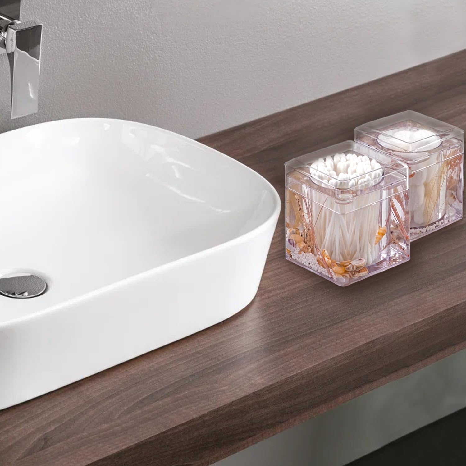 Tarros de almacenamiento de baño Decoración de flores secas Tarros de baño Accesorio de tocador de baño, soporte de bolas de algodón, accesorios de