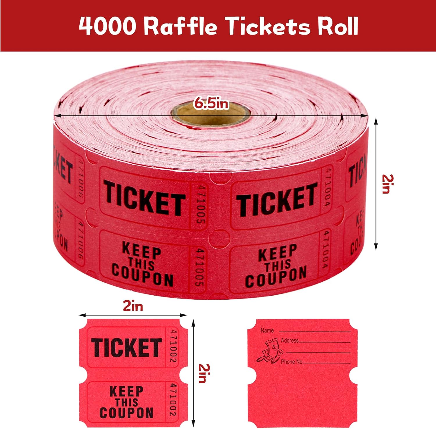 MOJIEZUO Tambor de rifa de acrílico, tambor giratorio profesional con 4000 boletos rojos de rifa doble, caja de boletos de rifa giratoria para