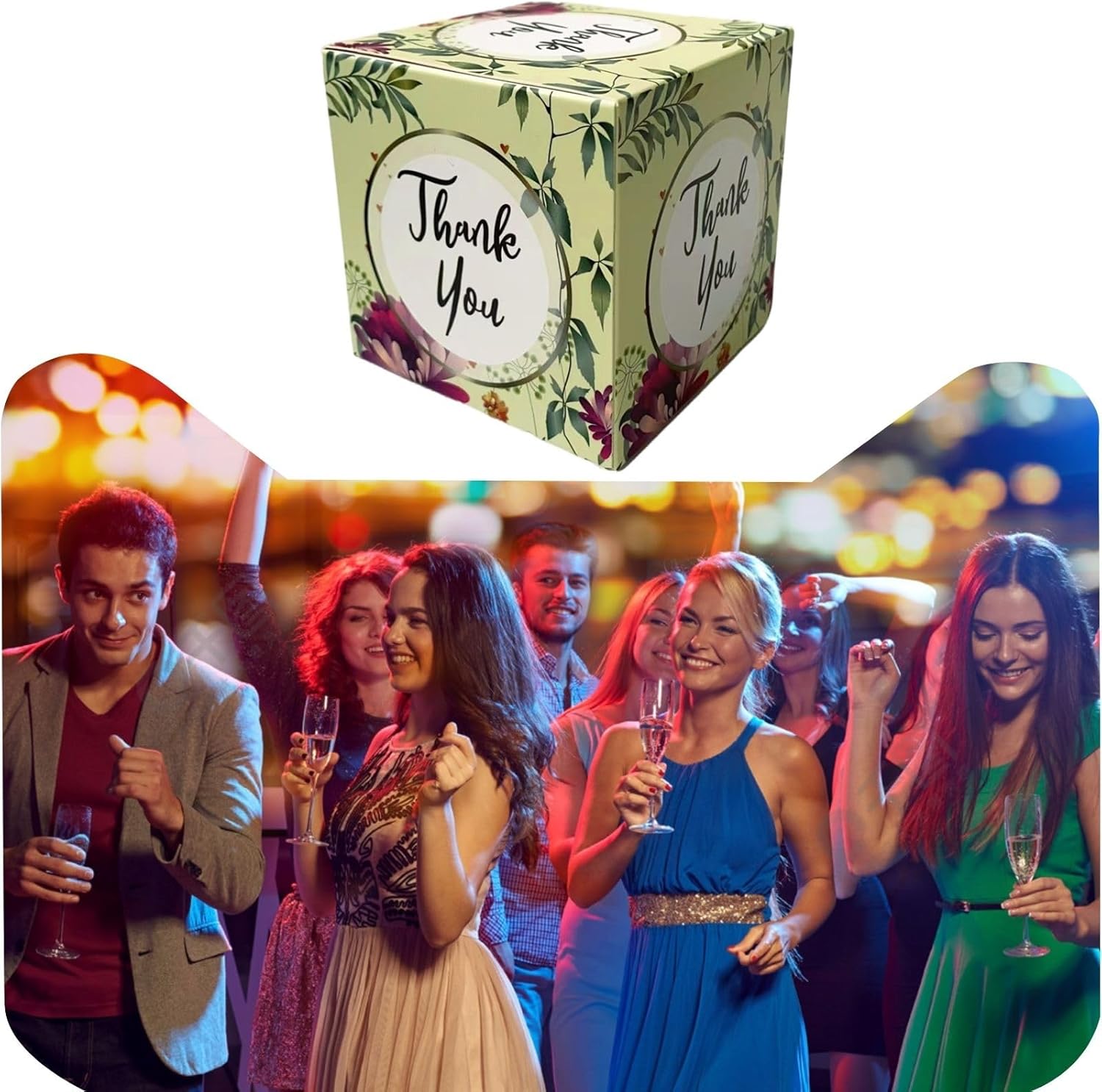 XCXGYCA Paquete de 20 cajas de cartón de agradecimiento de 3 x 3 x 3 pulgadas, cada caja de cartón cuadrada con diseño floral, perfecta para bodas,