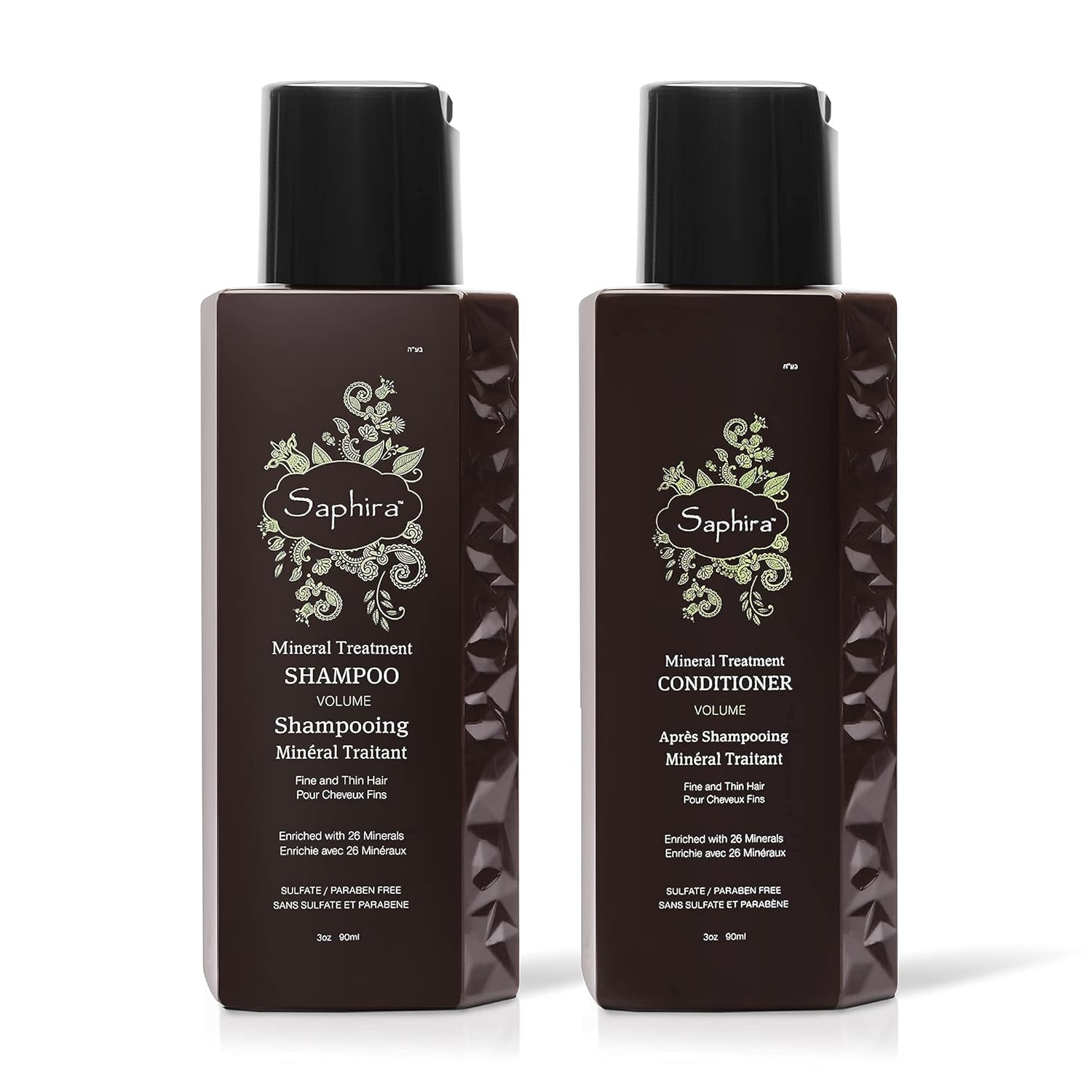 Saphira Champú y acondicionador de tratamiento mineral para cabello fino, fino y tratado con color, sin sulfatos, sin parabenos, fortalece, da