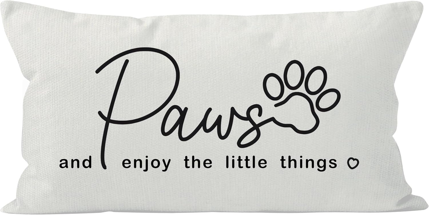 Funda de almohada de perro de 12 x 20 pulgadas, decoración de pata de perro, fundas de almohada para dormitorio, habitación, sofá, funda de almohada