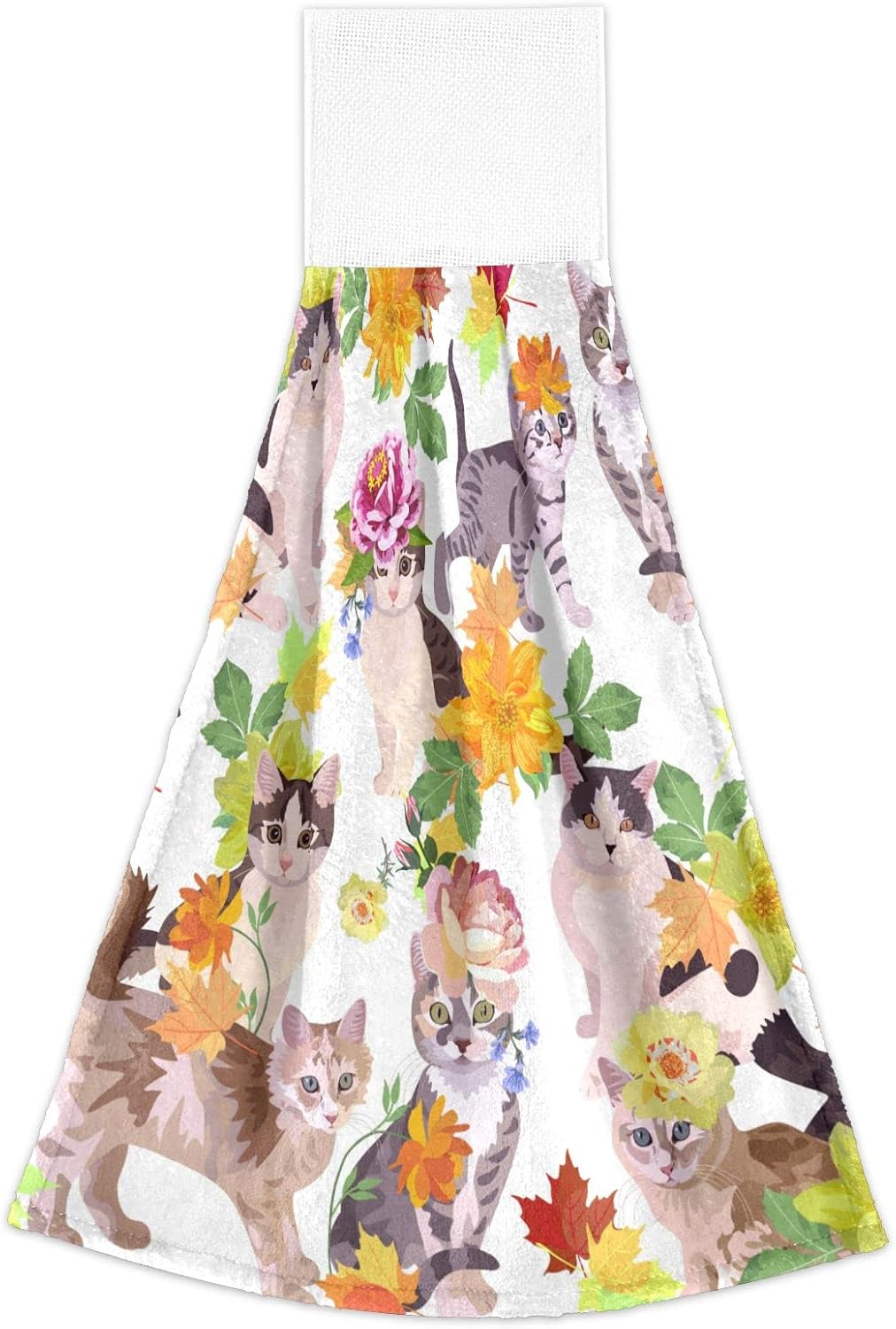 Toallas de mano colgantes para cocina con diseño de gato y arce, bonita toalla absorbente con lazo, 2 piezas de ropa de cama de cocina para baño,