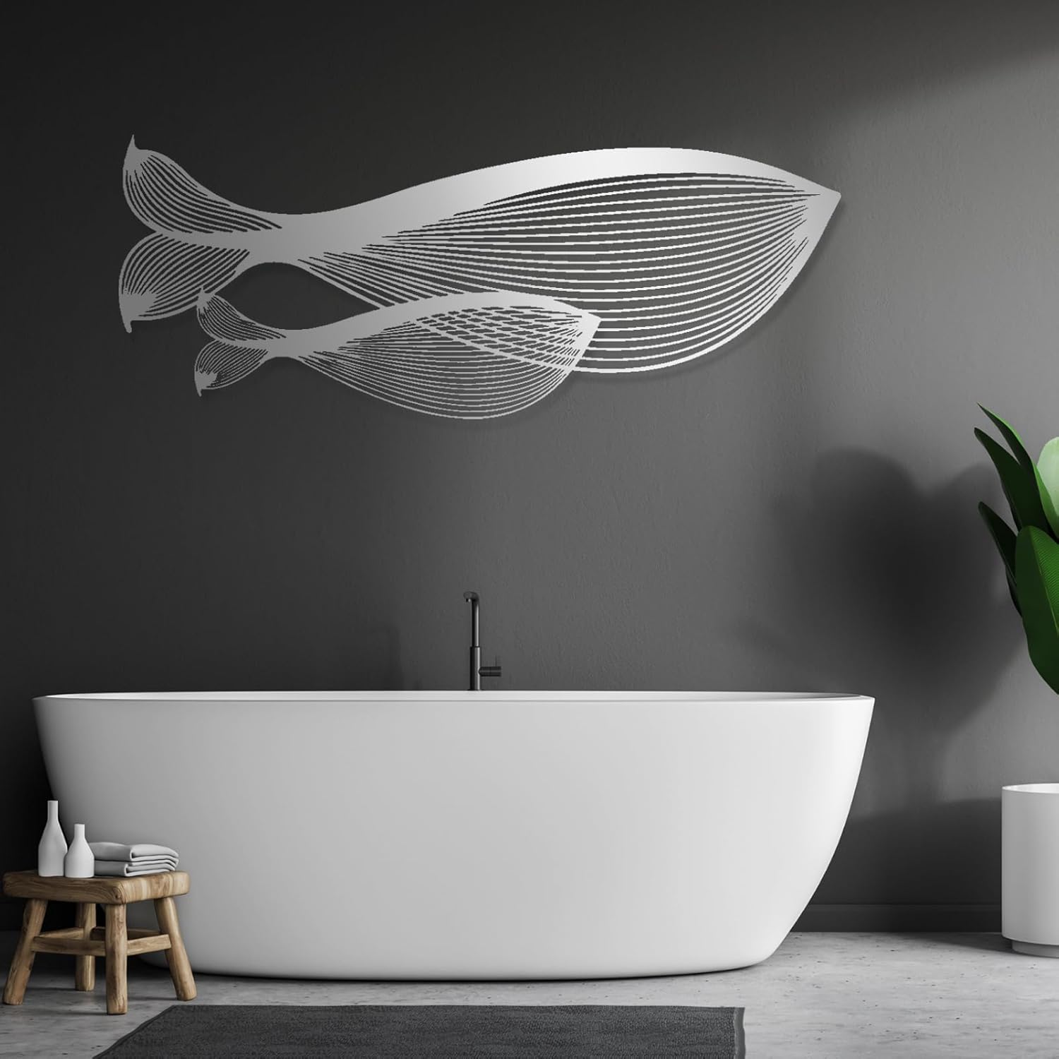 Arte de pared de metal de ballena azul, arte de ballena metálica, arte de línea de metal, arte de pared de metal costero, decoración náutica,