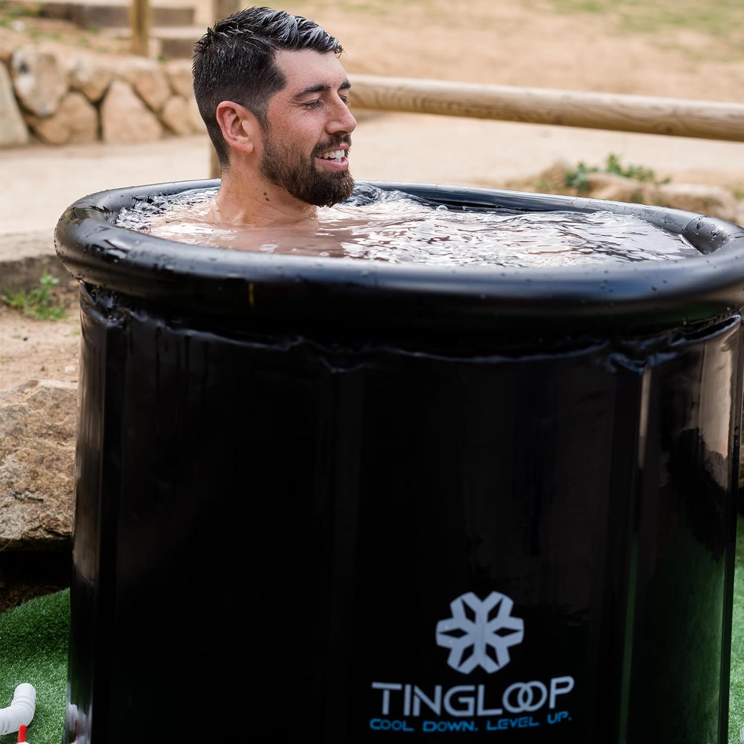 Bañera de hielo para atletas con termómetro y cubierta bañera fría de 100 galones para recuperación, piscina de baño de hielo portátil de múltiples