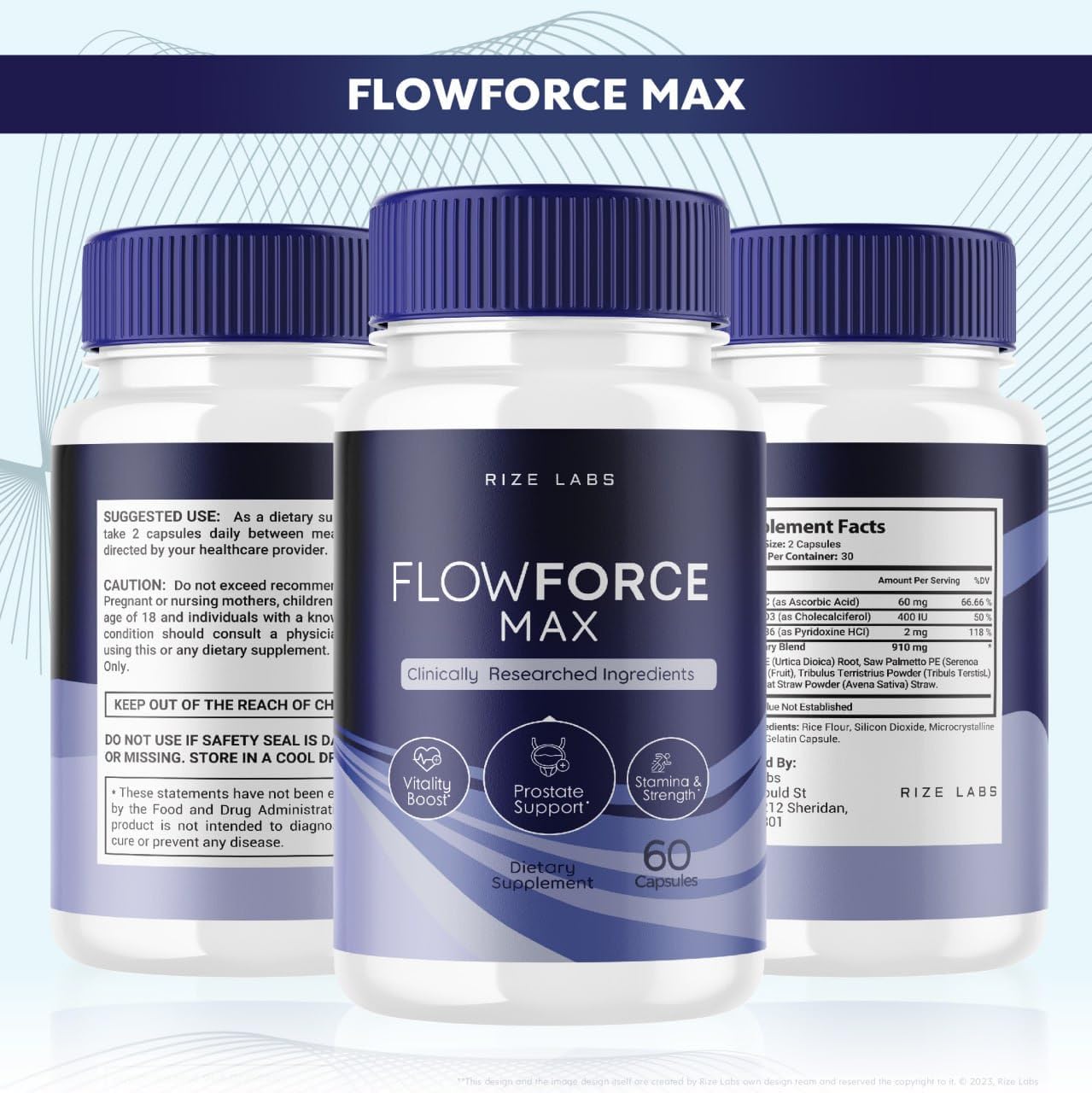 Pastillas FlowForce Max, suplemento dietético totalmente natural para mejorar la fuerza, cápsulas FlowForce Max Extra Strength para promover la