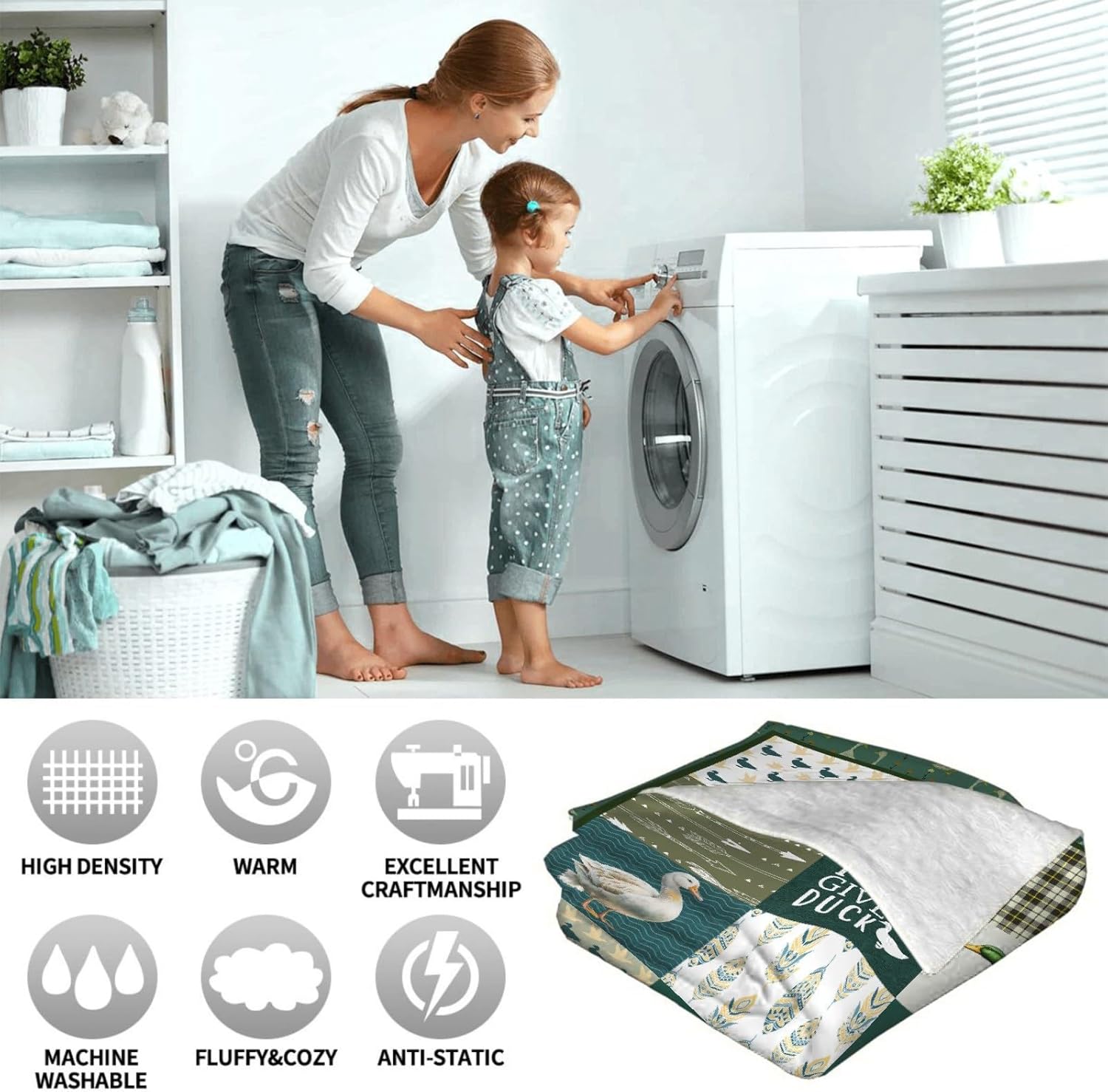 Manta de pato mallardo, ultra suave y acogedora para niños pequeños, mujeres y hombres, bonita manta de pato para sofá y cama, regalos de pato al