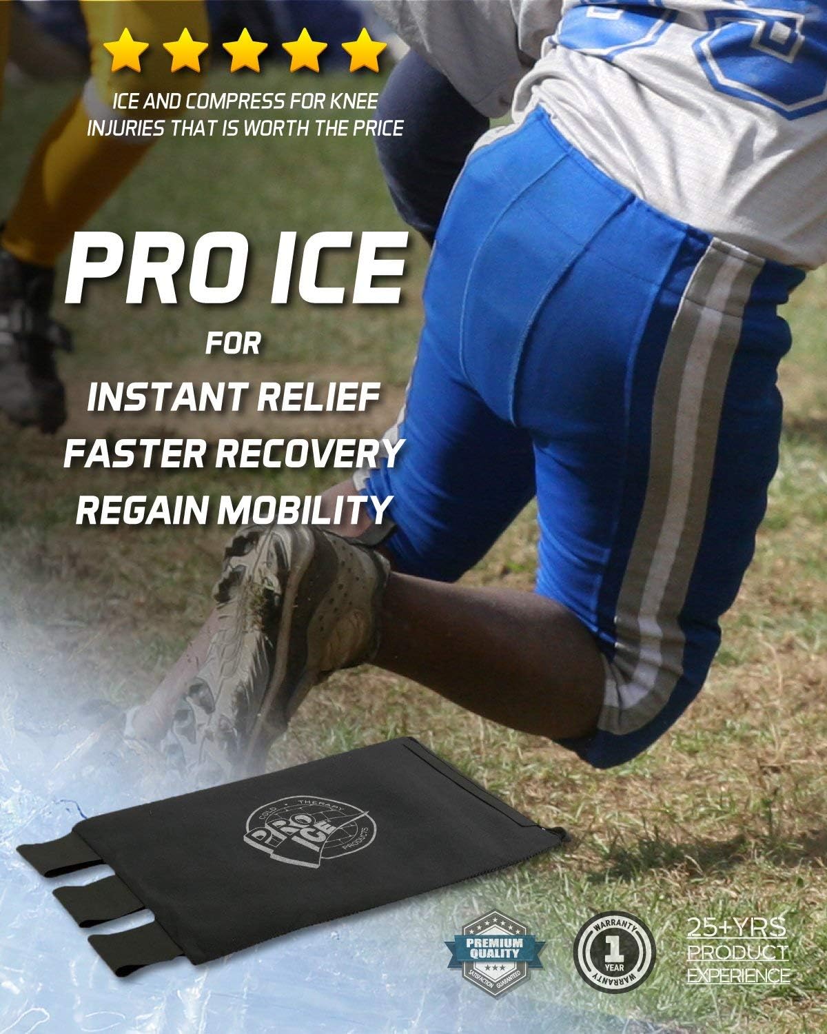 Cold Wrap para rodilla izquierda y derecha, ideal para esguinces de rodilla, hinchazón y artritis – Inserto de bolsa de hielo incluido